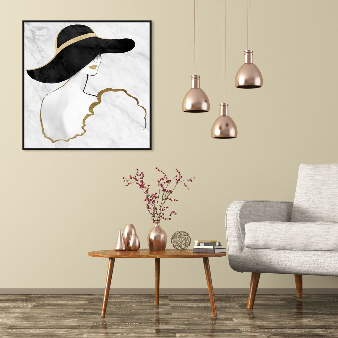 Hanging view of Black and Gold Pouder by Gill Bay featuring fashion and glam and accessories art.