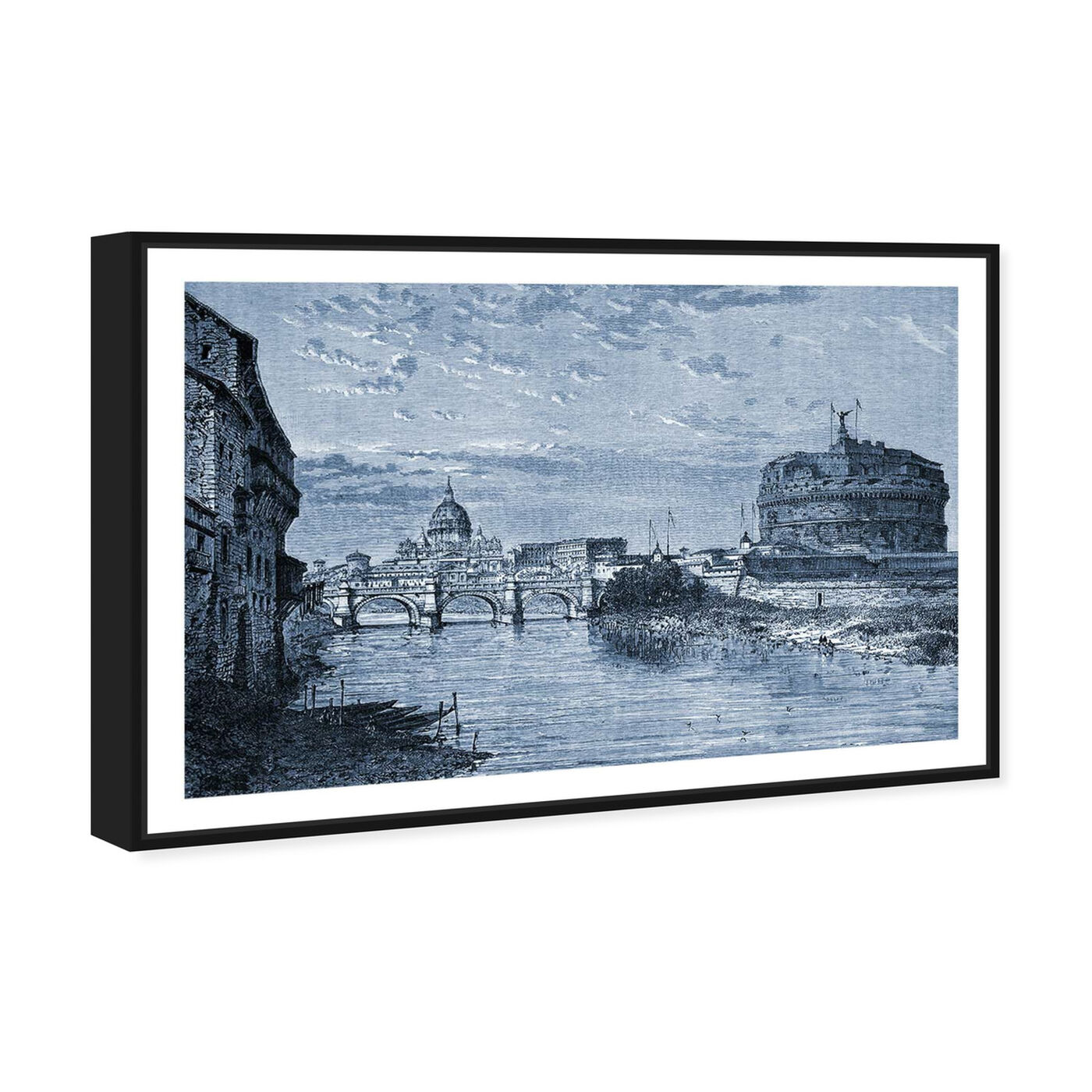 Angled view of Castel Sant'Angelo 1864 Engraving featuring architecture and buildings and structures art.