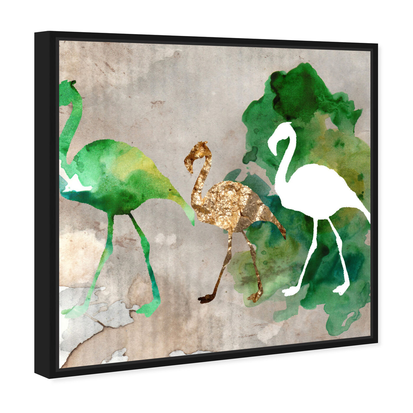 Angled view of Go Flamingo Go featuring animals and birds art.