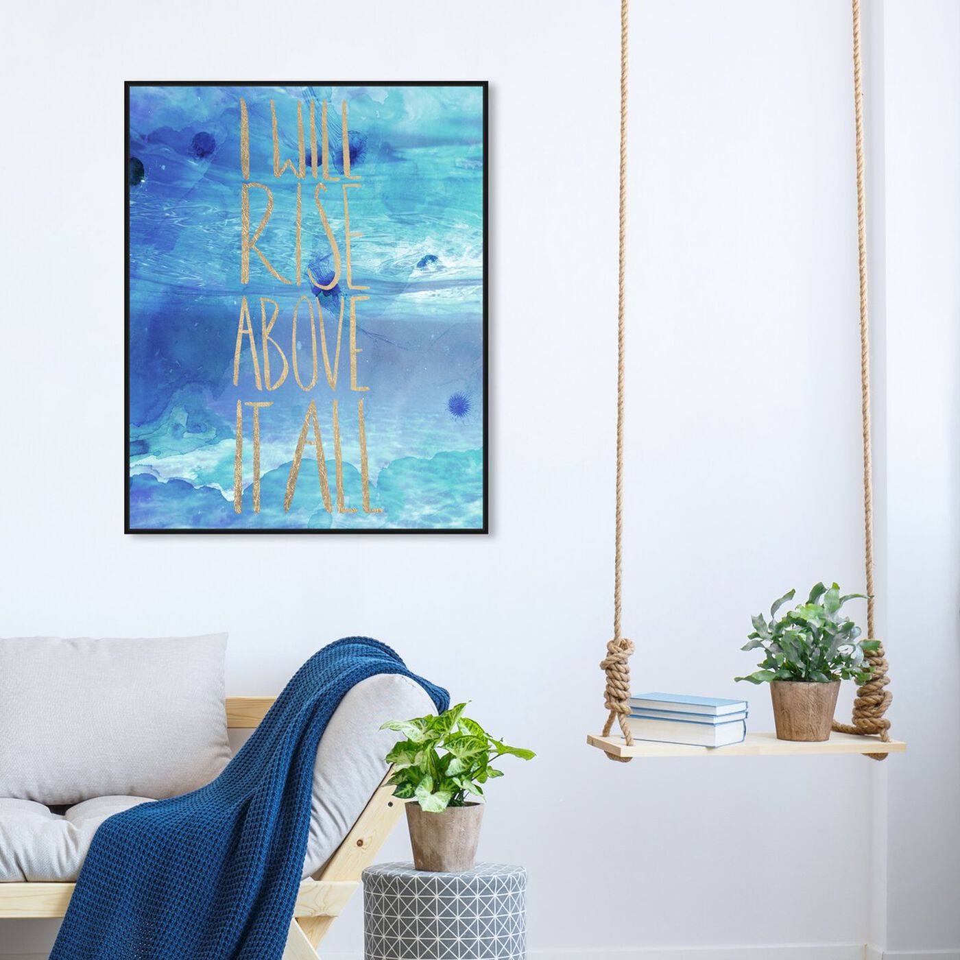 Hanging view of I Will Rise Above All featuring typography and quotes and inspirational quotes and sayings art.