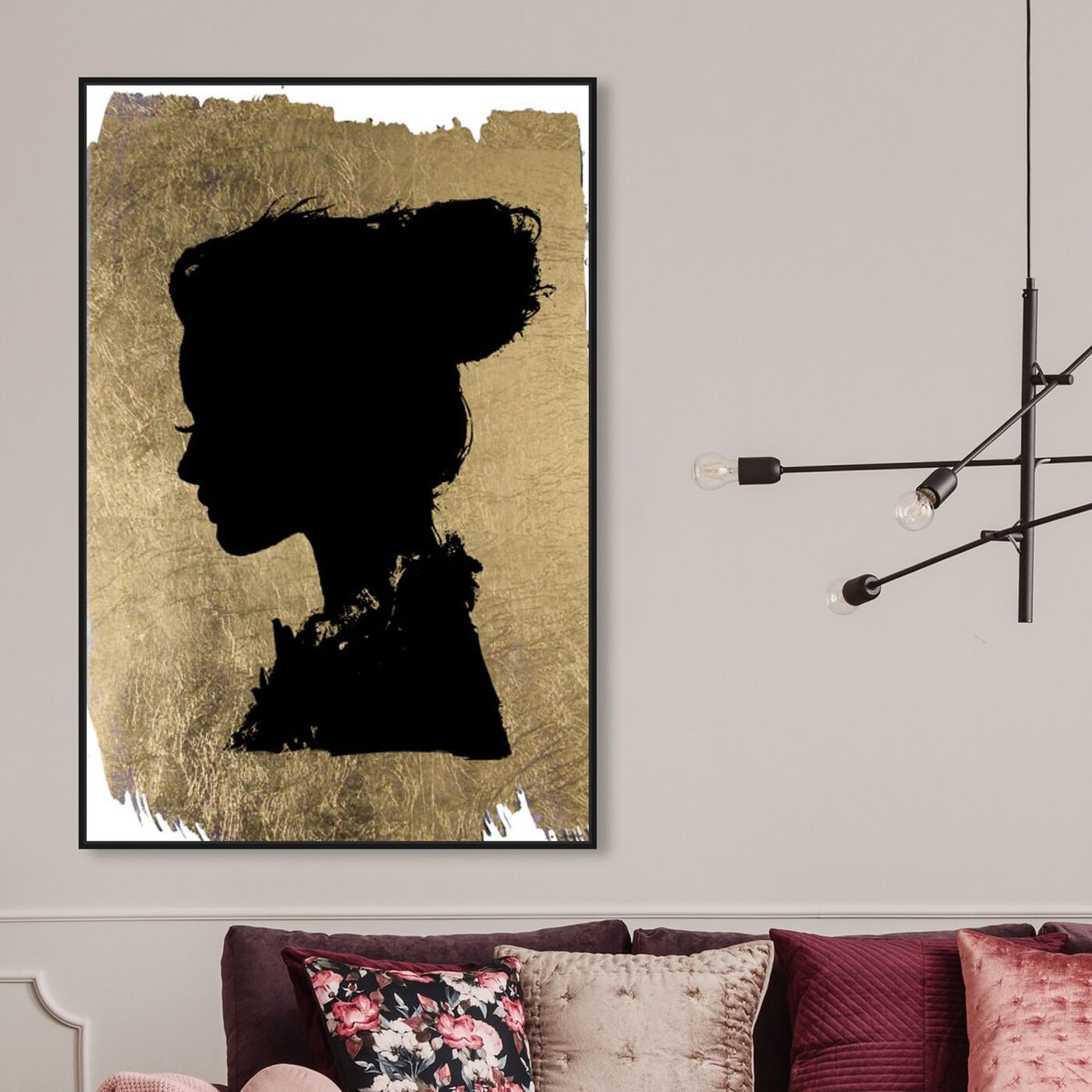 Hanging view of Beaute in Gold featuring fashion and glam and portraits art.