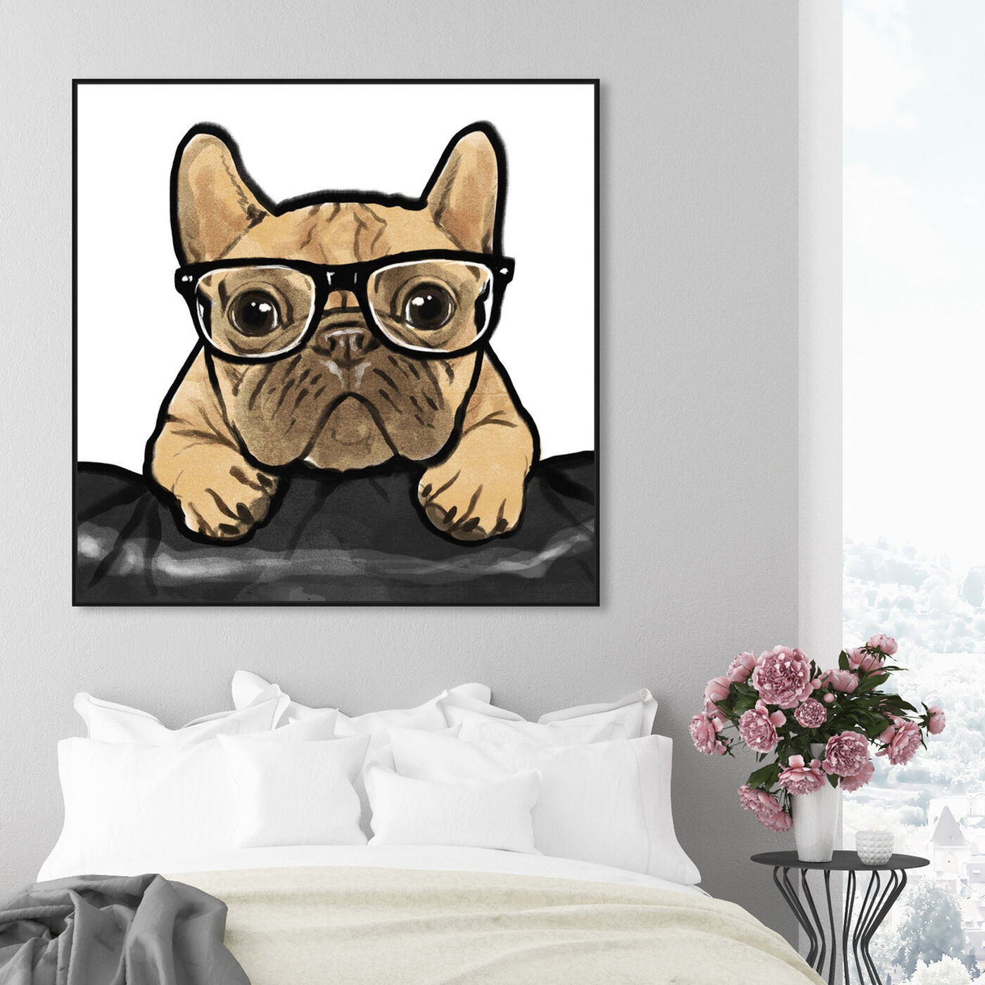 Hanging view of Nerdy Frenchman featuring animals and dogs and puppies art.