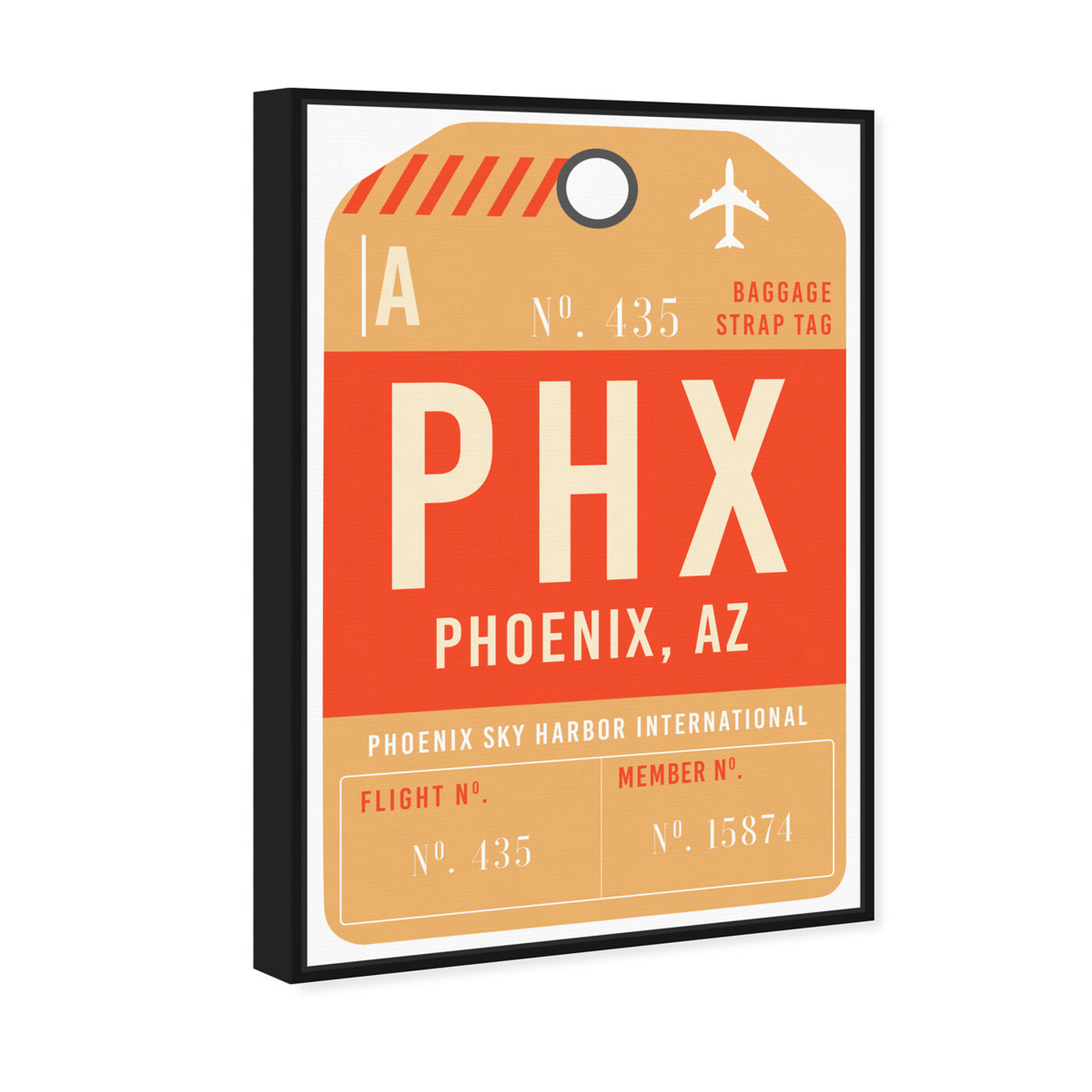 Angled view of Phoenix Luggage Tag featuring cities and skylines and united states cities art.