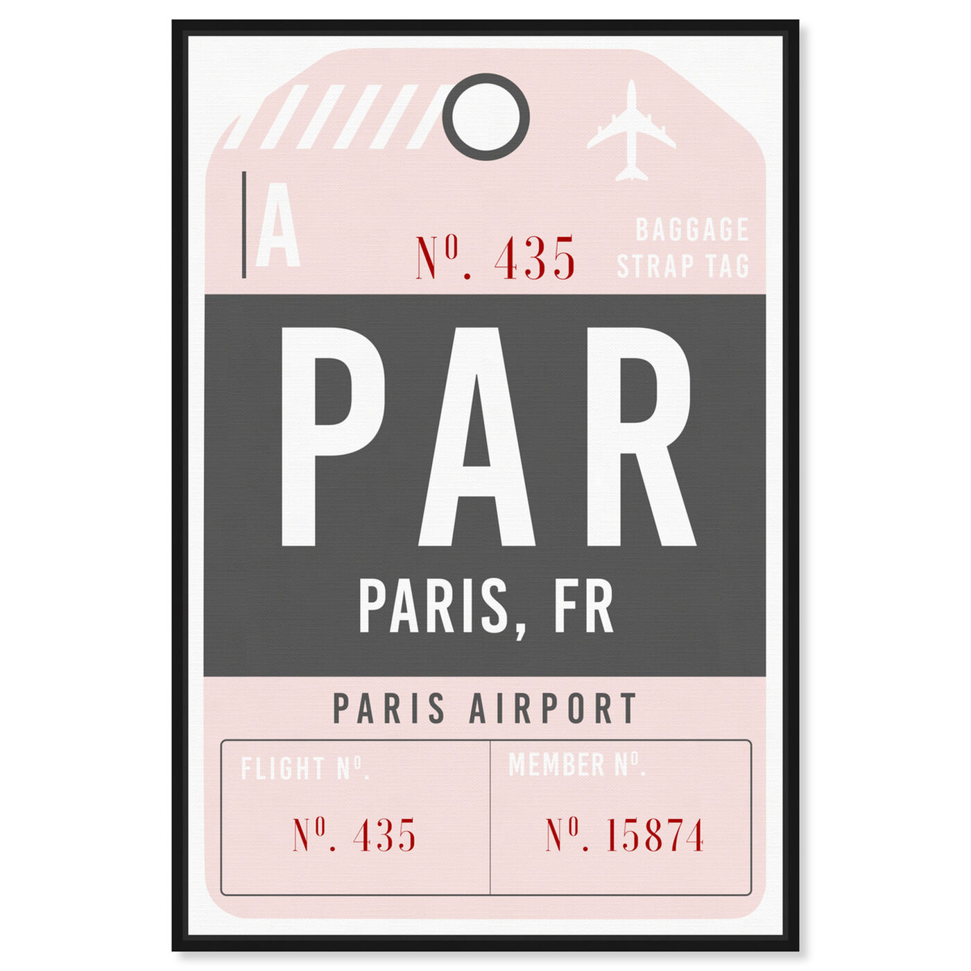 Front view of Paris Airport Luggage Tag featuring typography and quotes and travel quotes and sayings art.