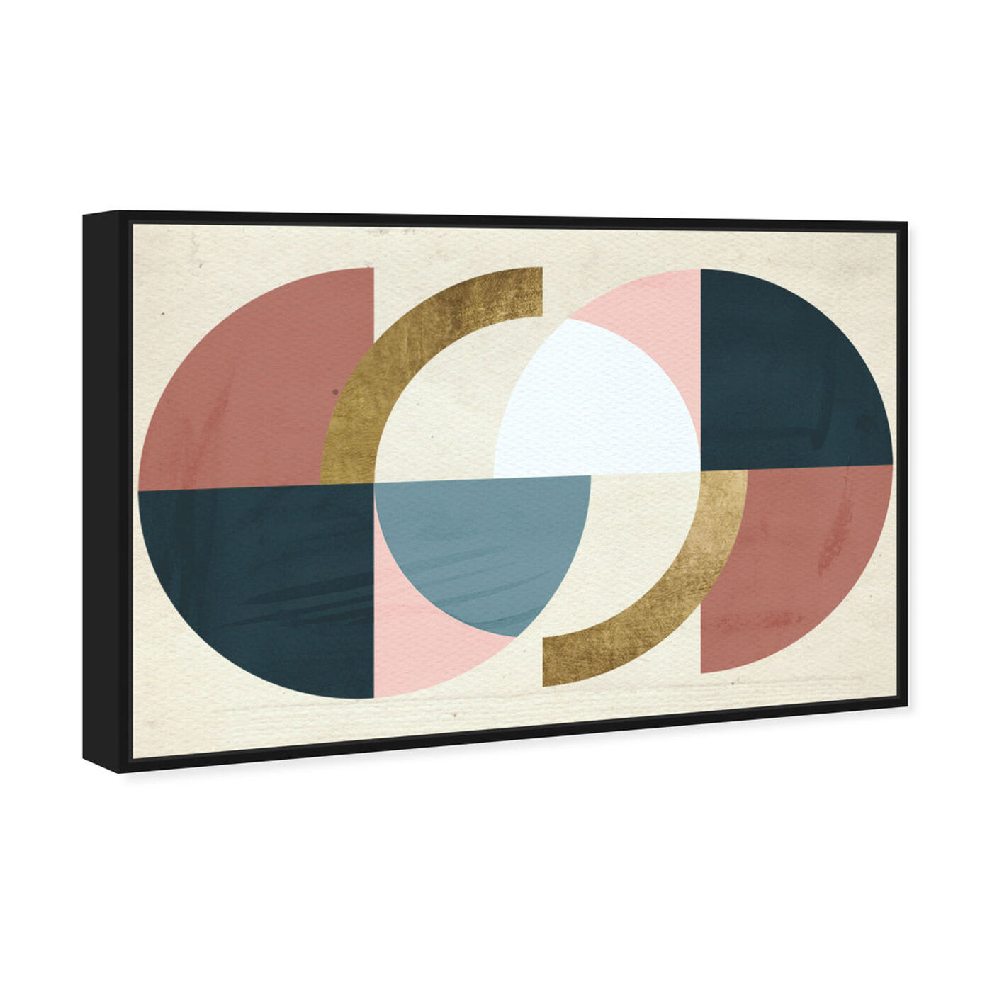 Angled view of Rotating Puzzle Spheres Gold featuring abstract and geometric art.