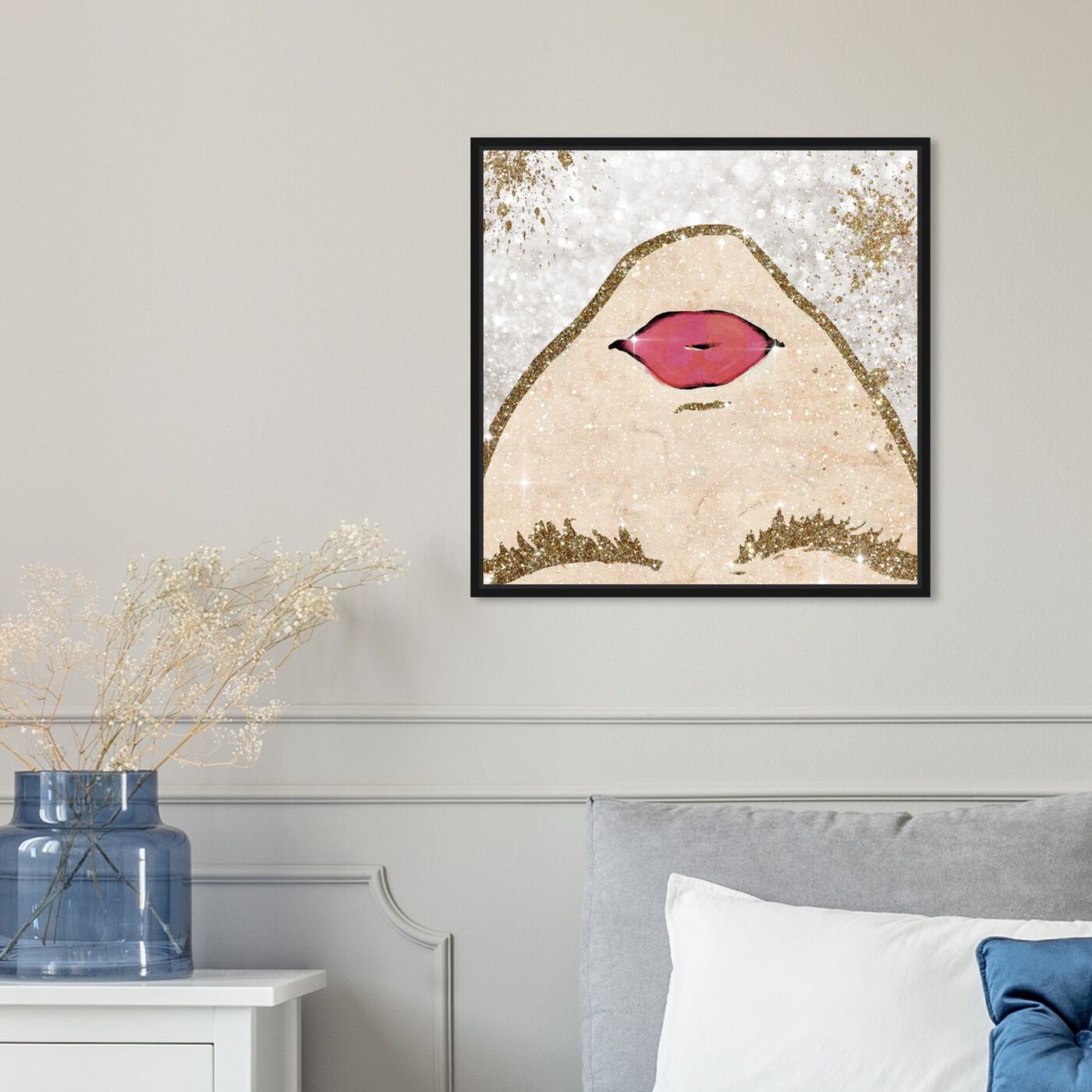 Hanging view of Glitter Coveted Girl Square featuring fashion and glam and portraits art.