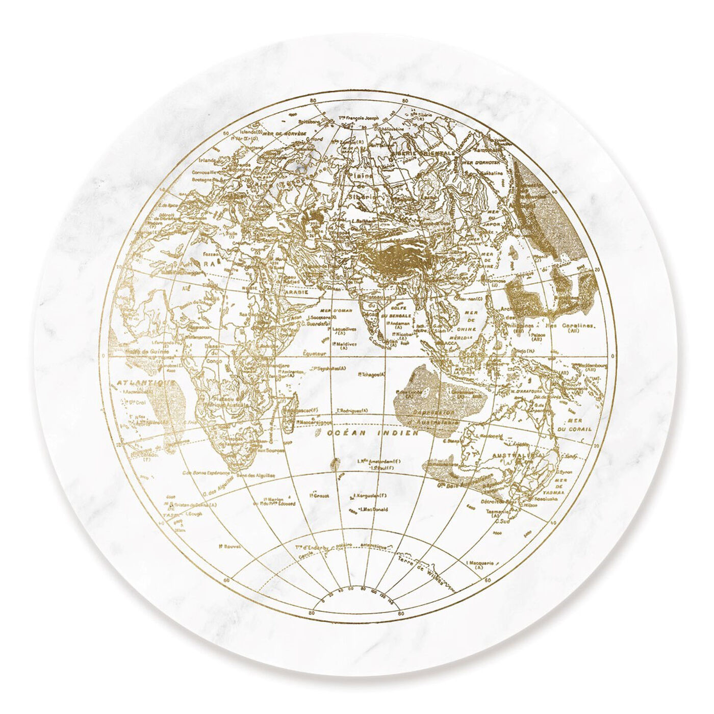 Front view of World Hemispheres II II featuring maps and flags and world maps art.