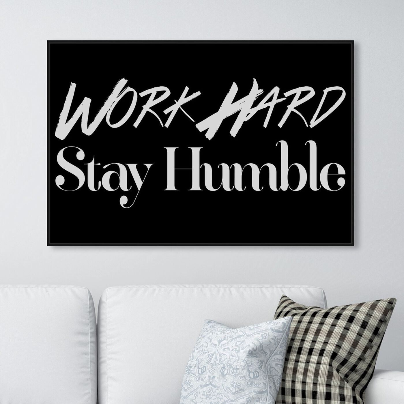 Hanging view of Work Hard featuring typography and quotes and motivational quotes and sayings art.