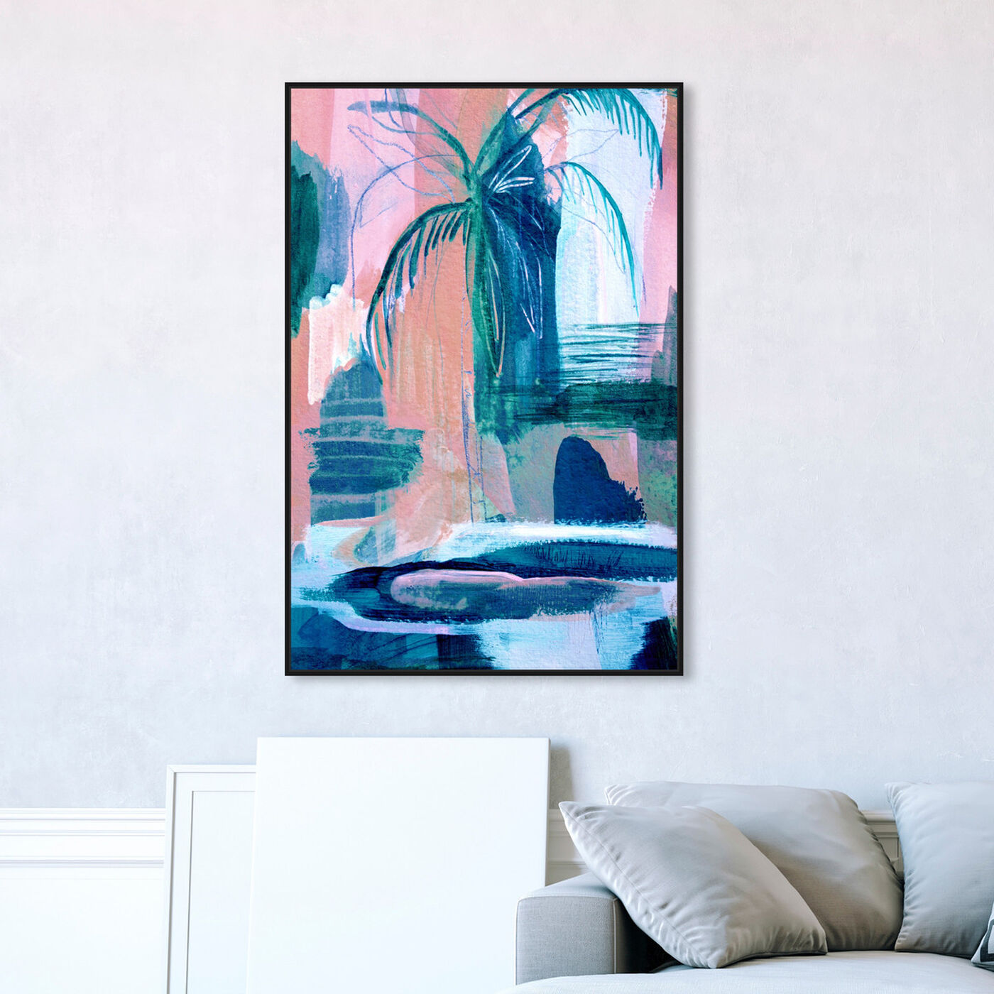 Hanging view of Tropical Palm Tree featuring floral and botanical and botanicals art.