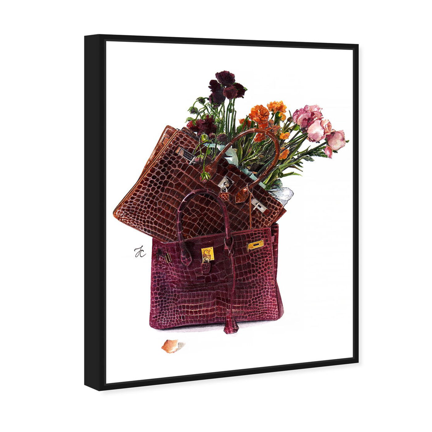 Angled view of Doll Memories - Flowers featuring fashion and glam and handbags art.