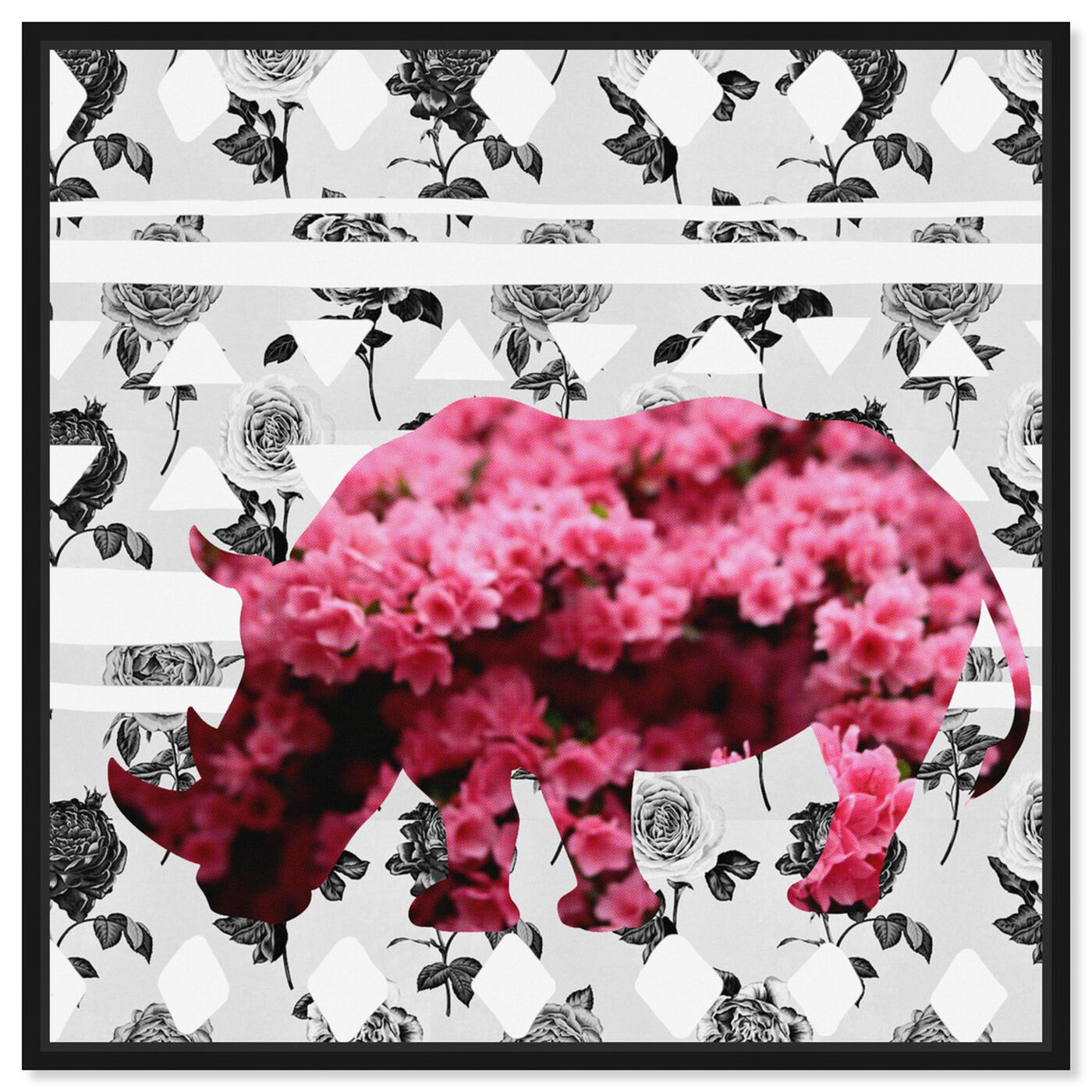 Front view of Spring Rhino featuring animals and zoo and wild animals art.