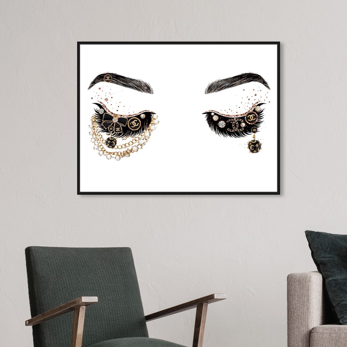 Hanging view of Pearls and Coco Eyes featuring fashion and glam and makeup art.