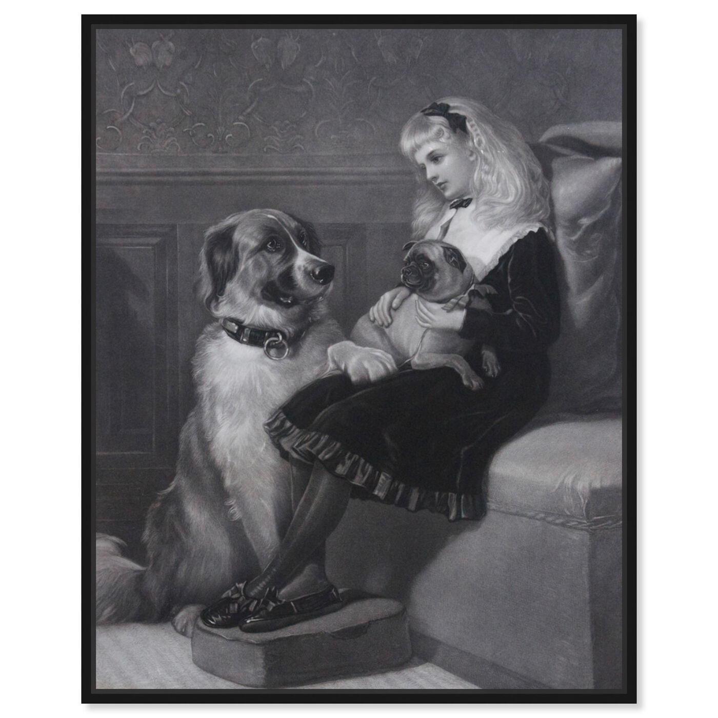 Front view of H Hardy - Her only Playmates 1881 featuring animals and dogs and puppies art.