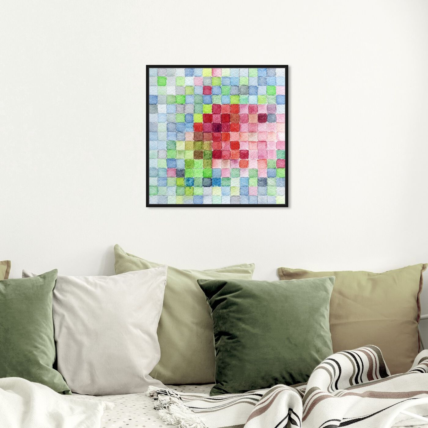 Hanging view of Quadrati Rosa featuring abstract and geometric art.