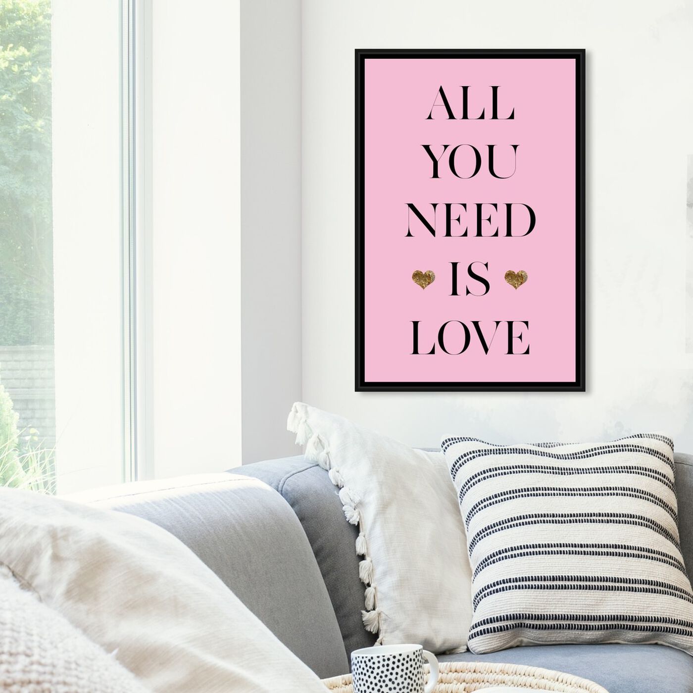 Hanging view of All You Need  featuring typography and quotes and love quotes and sayings art.
