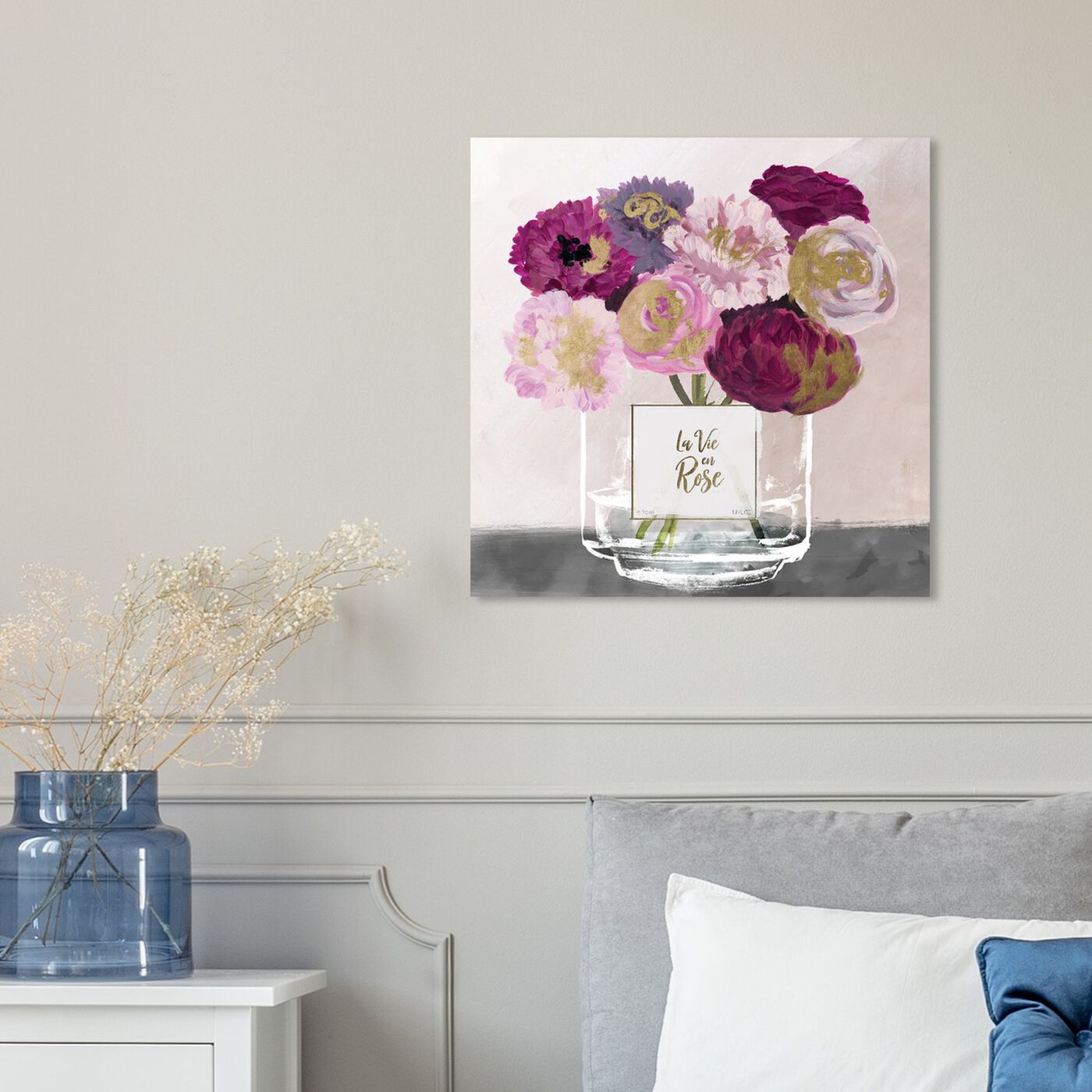 Hanging view of La Vie En Rose featuring floral and botanical and florals art.