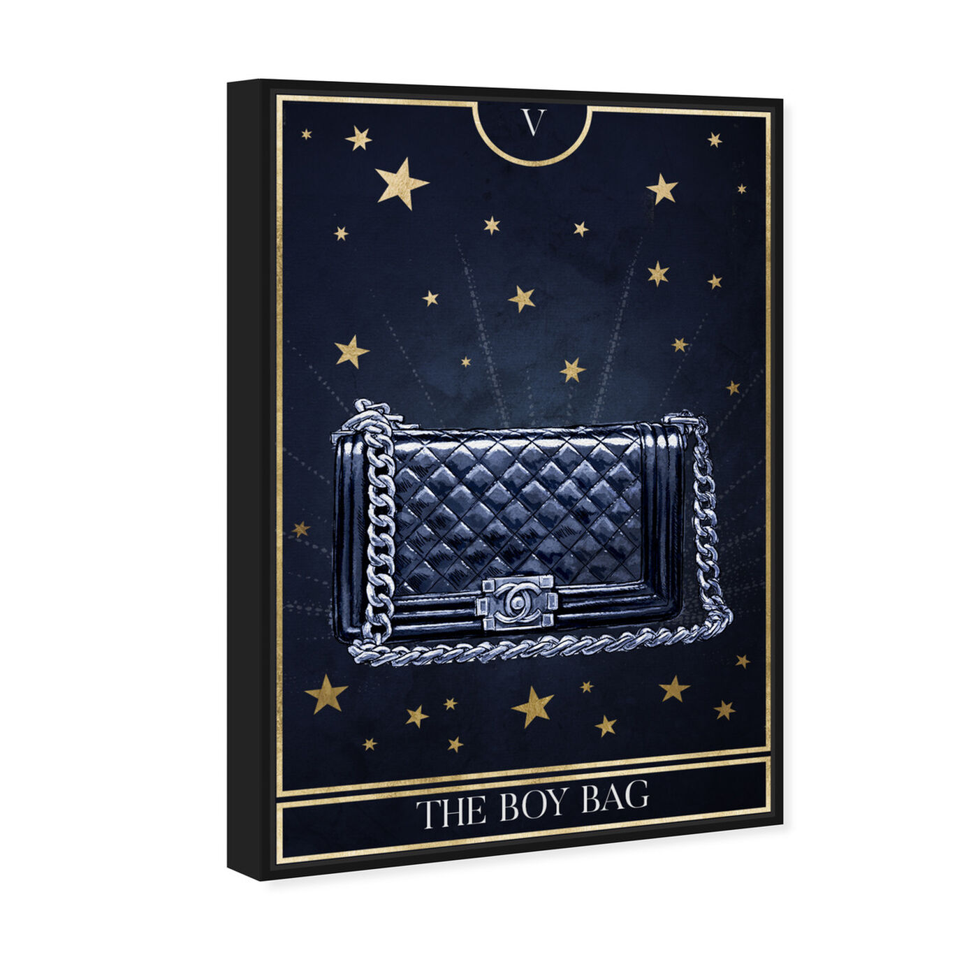 Angled view of The Boy Bag Tarot Mystic featuring fashion and glam and handbags art.
