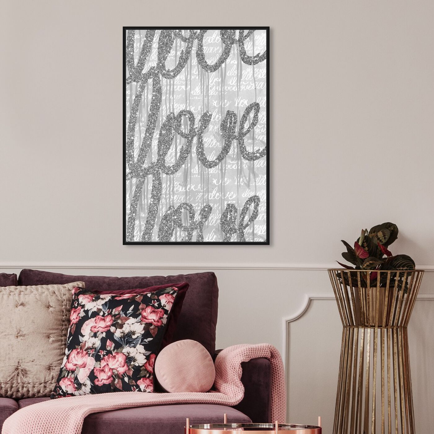 Hanging view of Round and Round Tall Silver Love featuring typography and quotes and love quotes and sayings art.