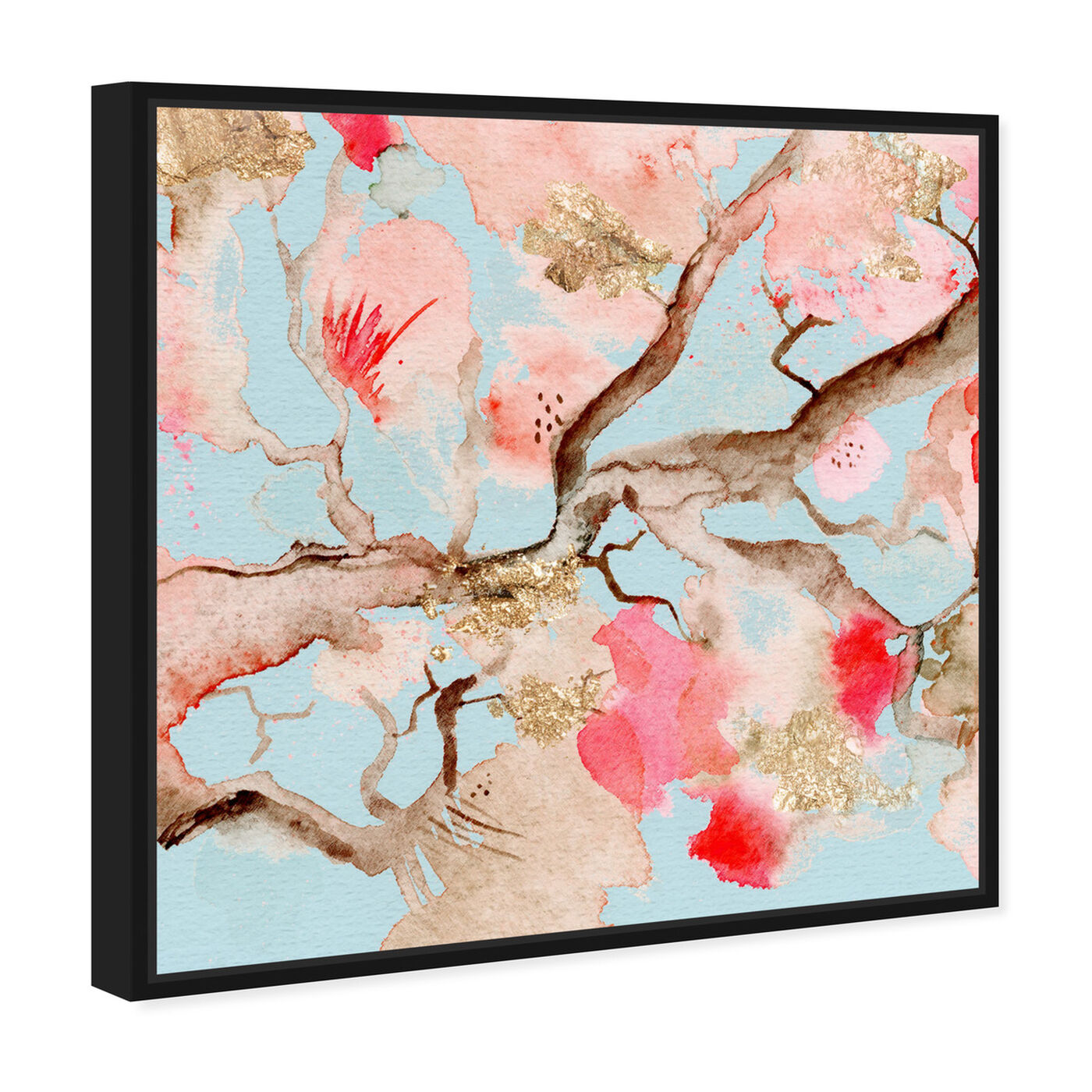 Angled view of Under The Blossoms and Sky featuring floral and botanical and florals art.