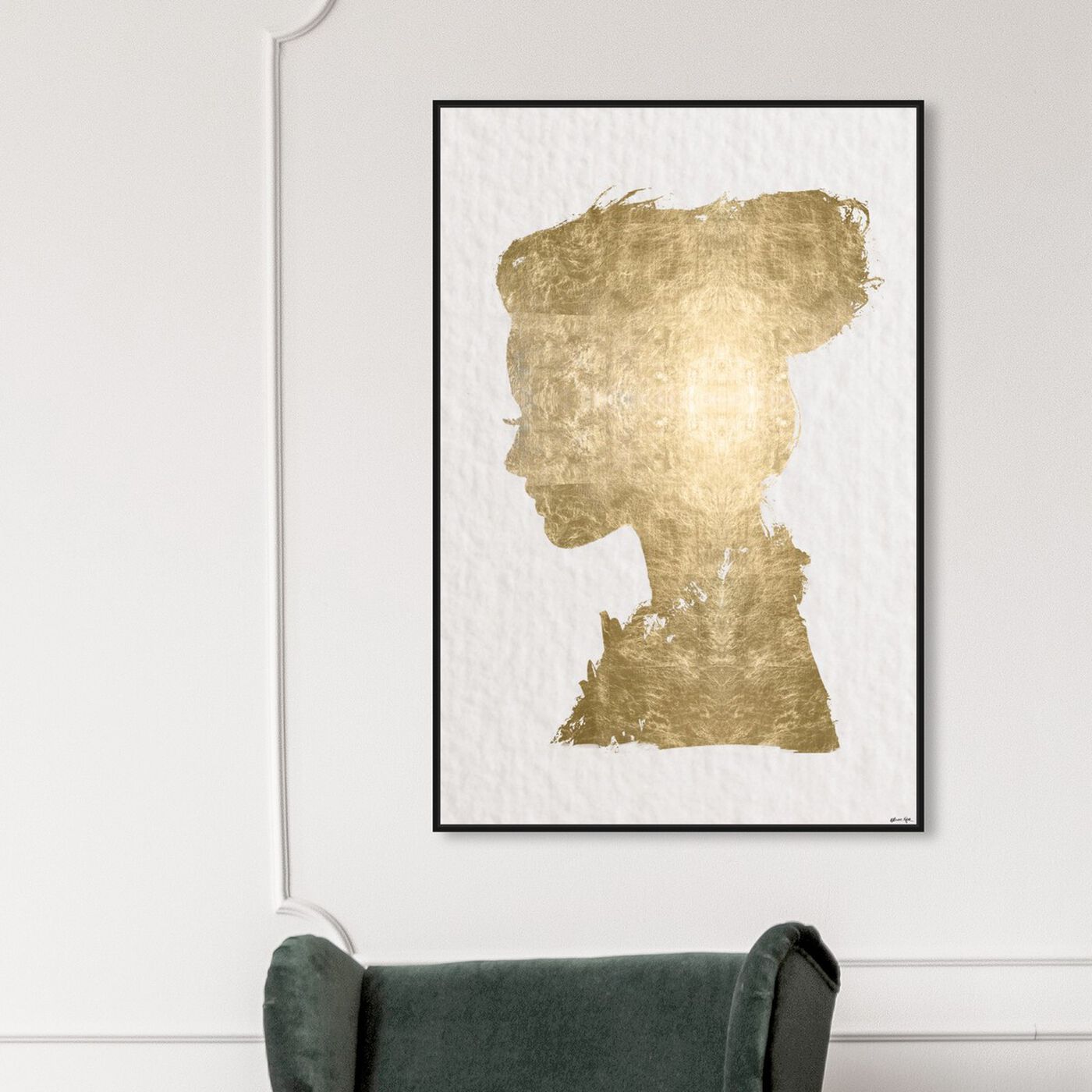 Hanging view of Beaute In Gold featuring fashion and glam and portraits art.