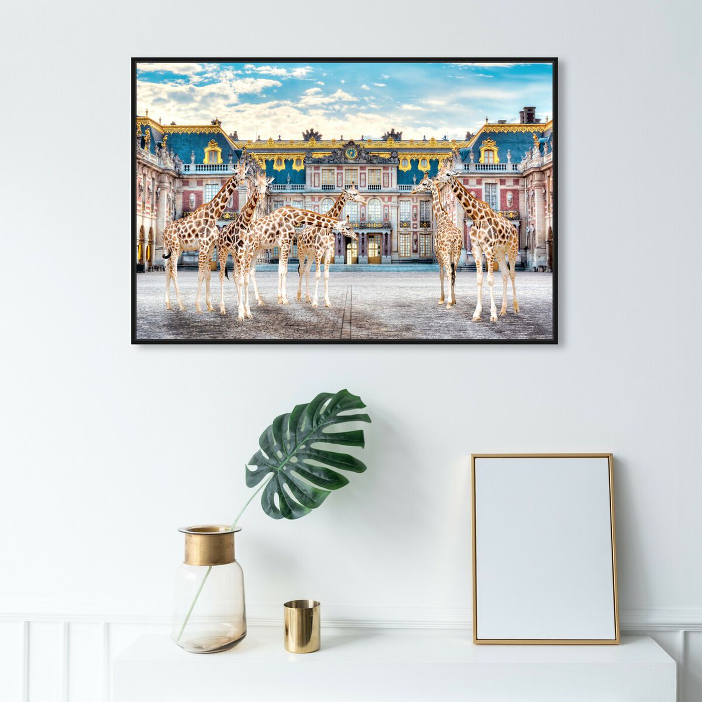 Hanging view of Giraffe Palace Assembly featuring animals and zoo and wild animals art.