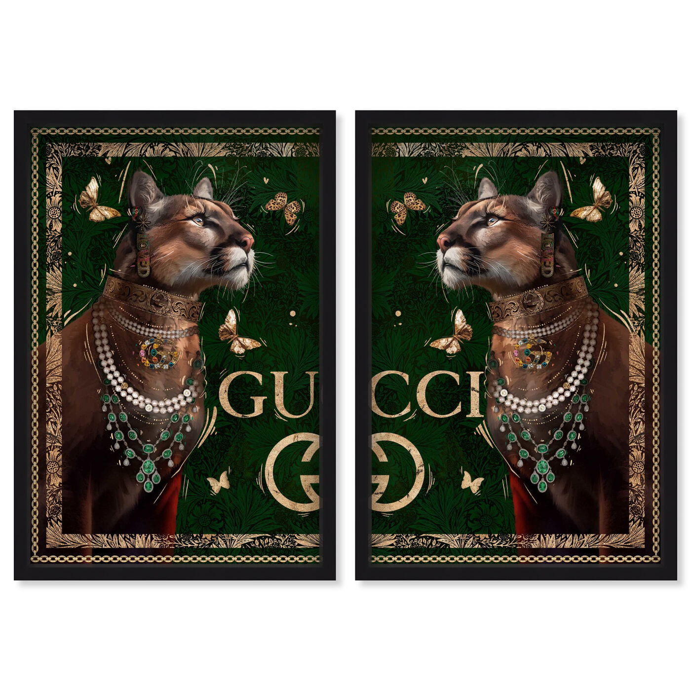 Emerald Legacy Felines Duo - With Gold Leaf