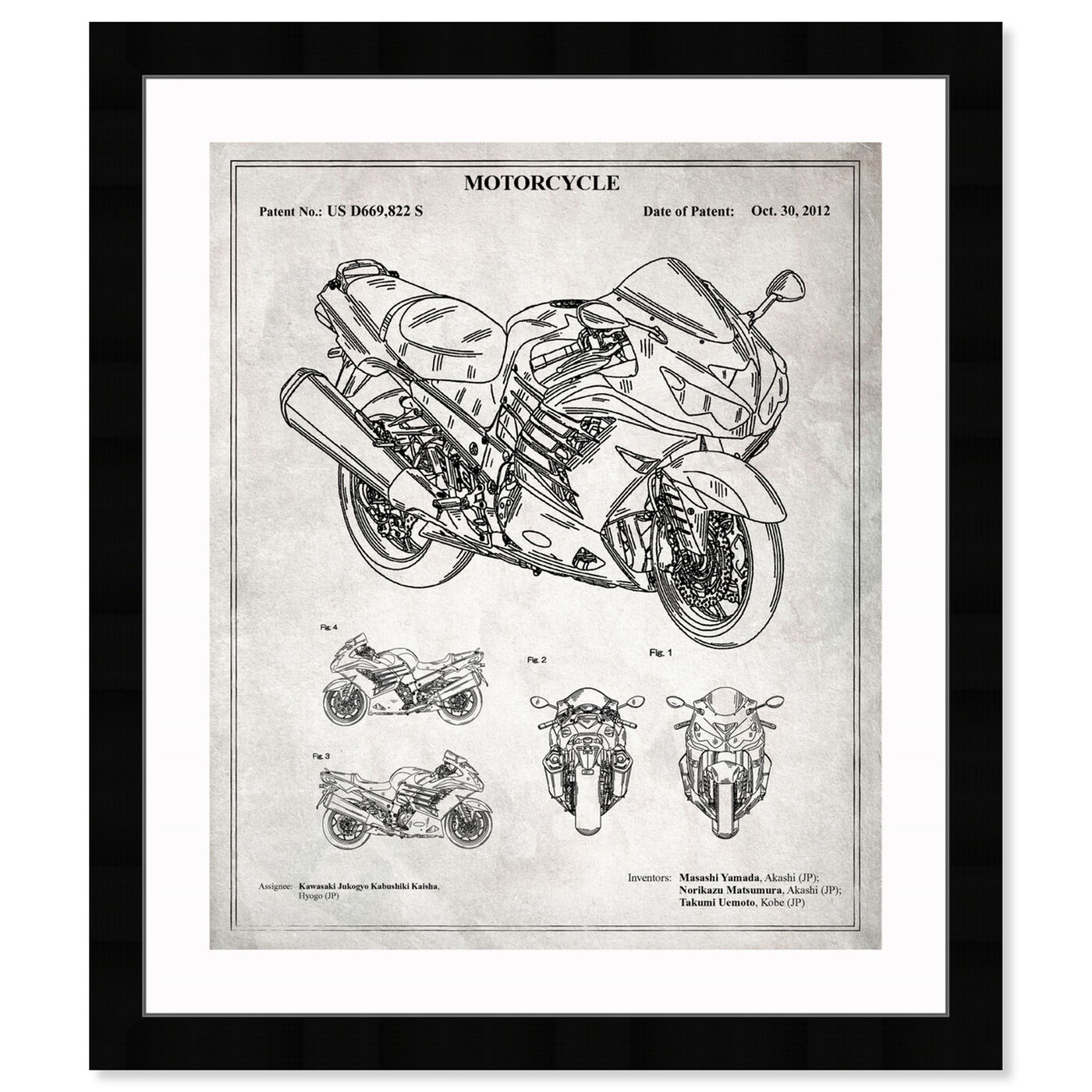 Front view of Motorcycle 2012 - Grey featuring transportation and motorcycles art.