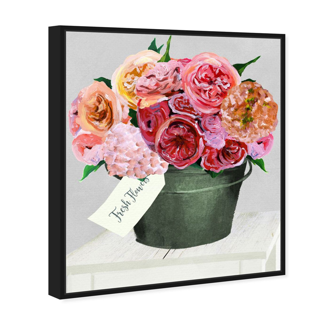 Angled view of Bucket Full of Buttercups featuring floral and botanical and florals art.