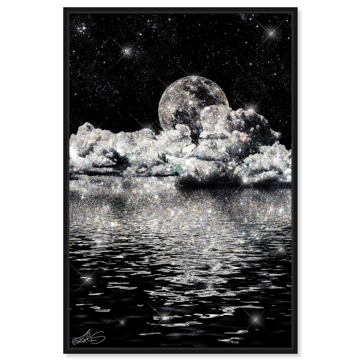 Front view of Honeymoon Night Silver featuring astronomy and space and moons art.