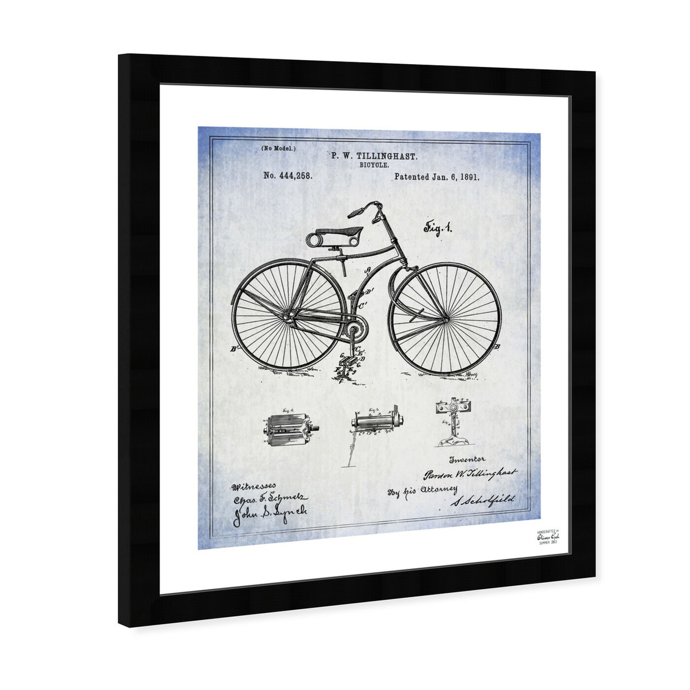 Angled view of Bicycle 1891 featuring transportation and bicycles art.