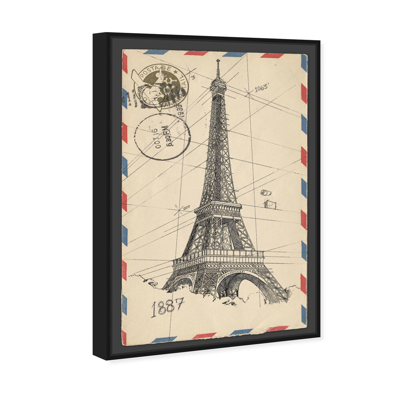 Angled view of Eiffel Post featuring cities and skylines and european cities art.