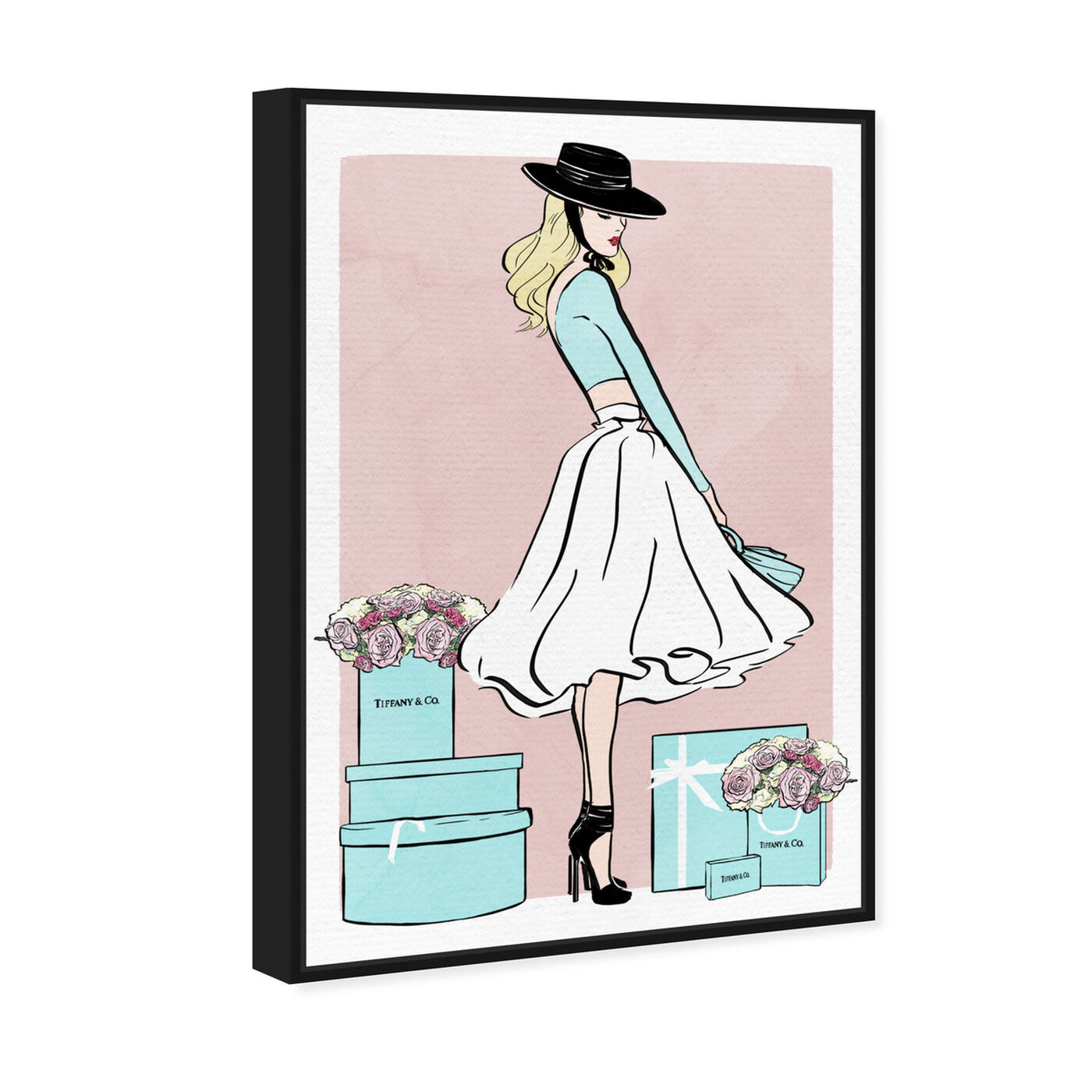 Angled view of Floral Shopper Blush featuring fashion and glam and outfits art.