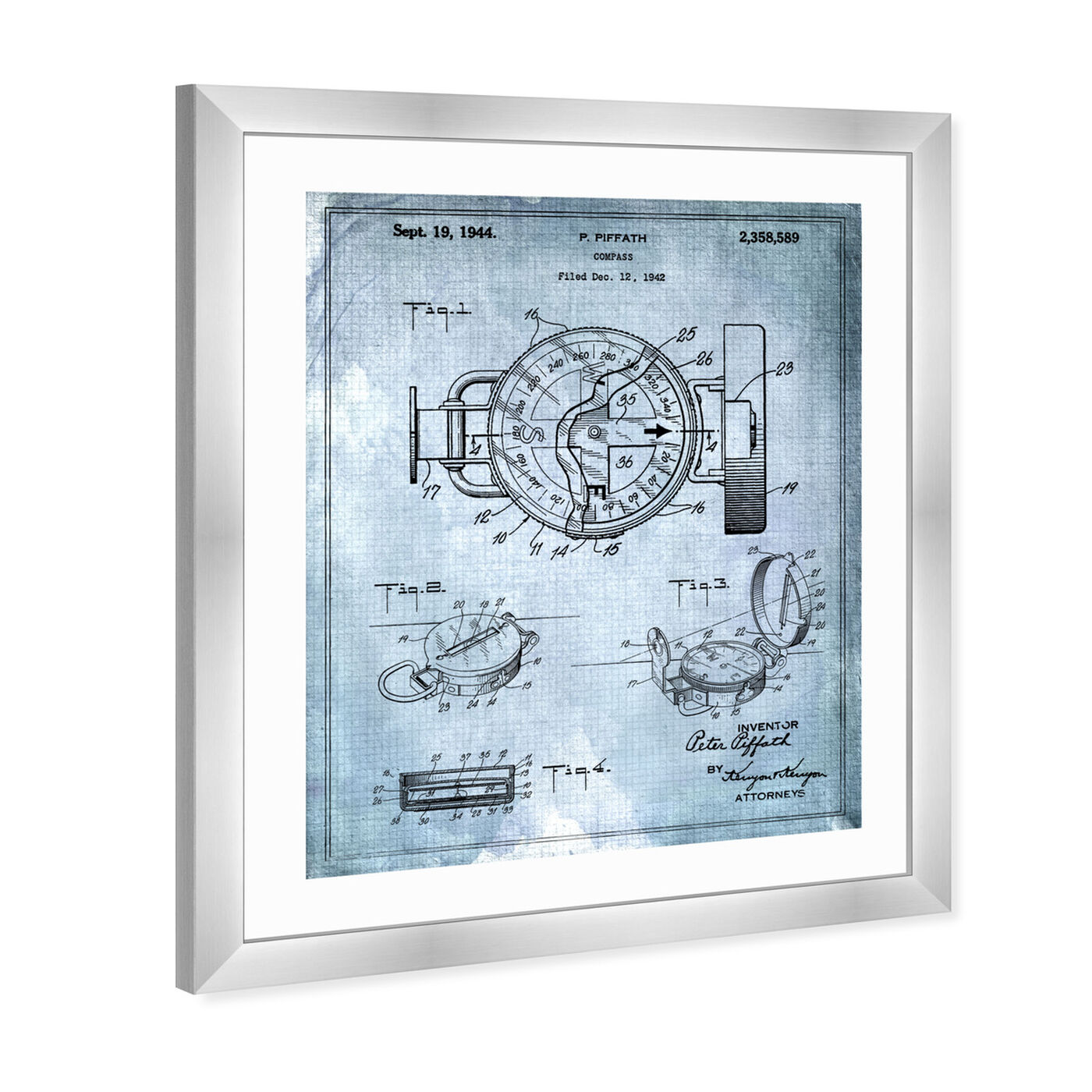 Angled view of Compass 1944 II featuring nautical and coastal and nautical terms art.