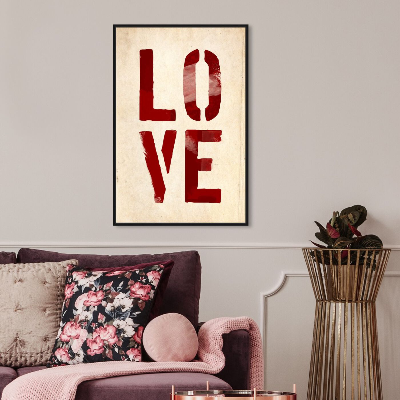 Hanging view of Four Letters featuring typography and quotes and love quotes and sayings art.