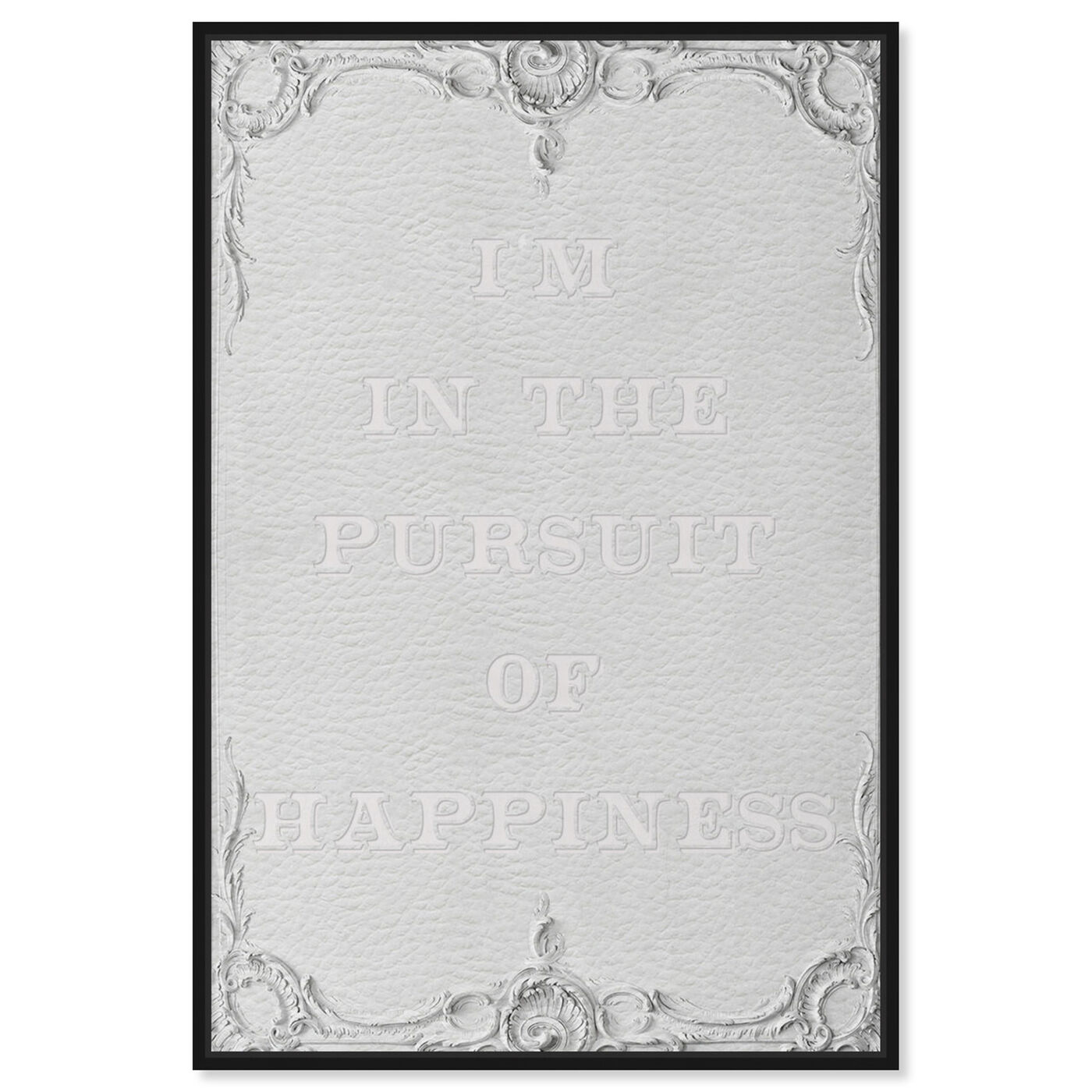 Front view of Pursuit of Happiness Leather featuring typography and quotes and inspirational quotes and sayings art.
