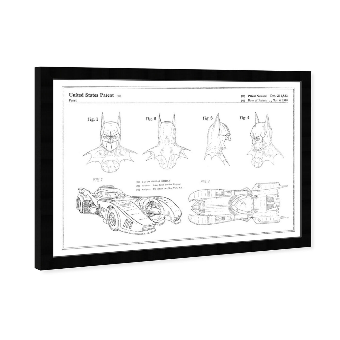 Angled view of Batmobile and Accessories 19909, Silver Foil featuring movies and tv and movies art.