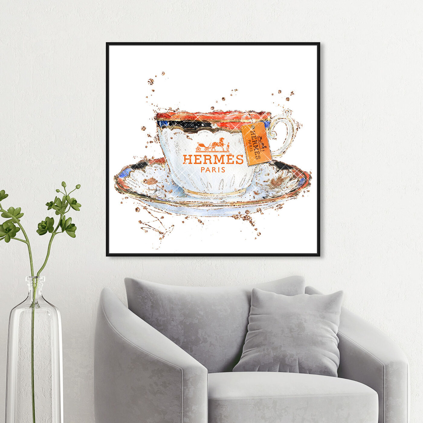 Hanging view of Orange Caramel Tea Cup featuring fashion and glam and fashion lifestyle art.