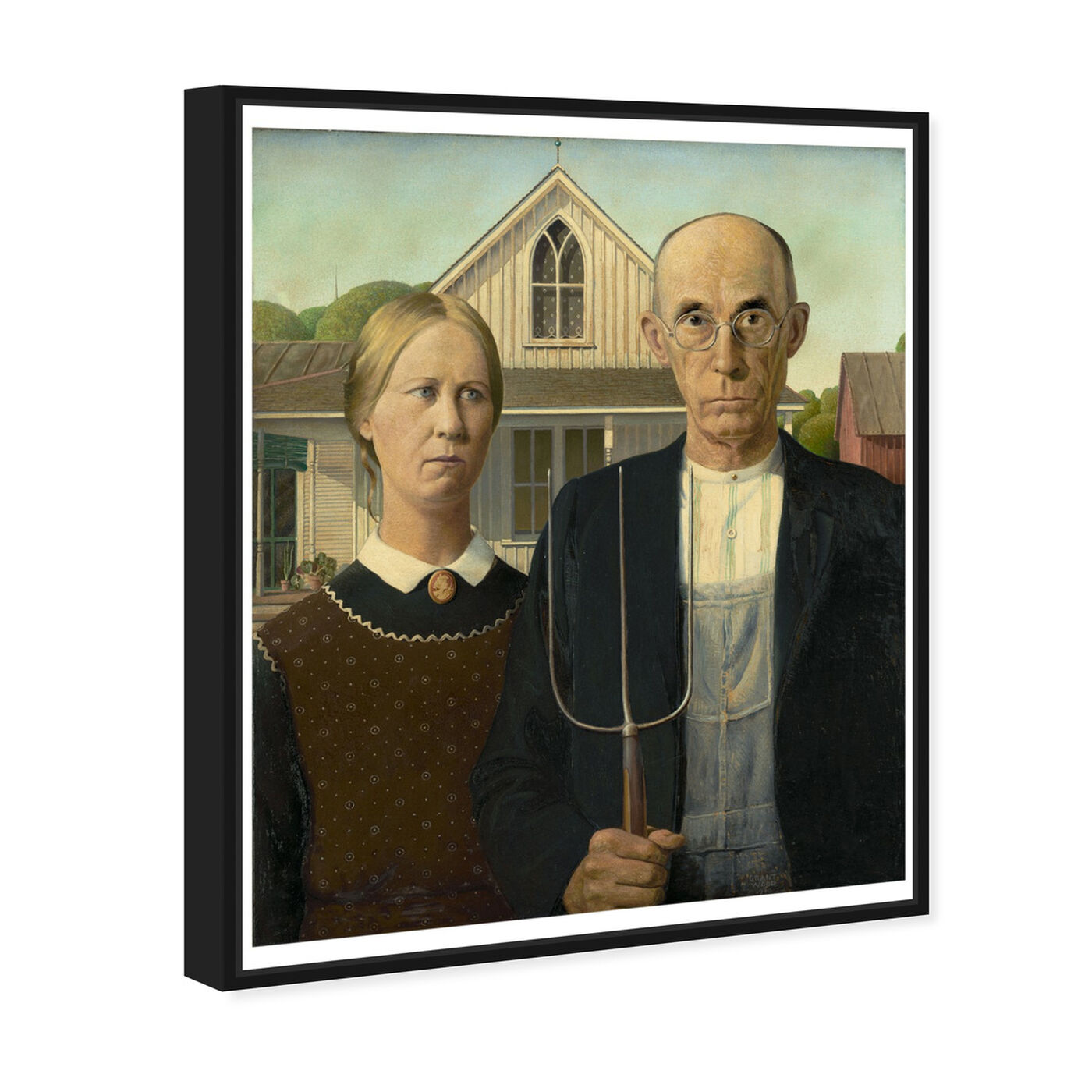 Angled view of Wood - American Gothic featuring classic and figurative and renaissance art.
