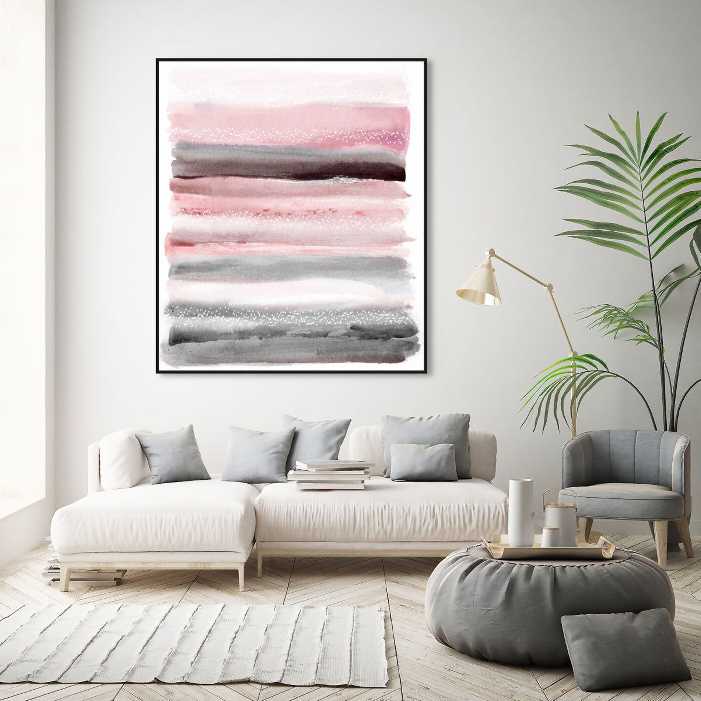 Hanging view of Pink Sunset featuring abstract and patterns art.