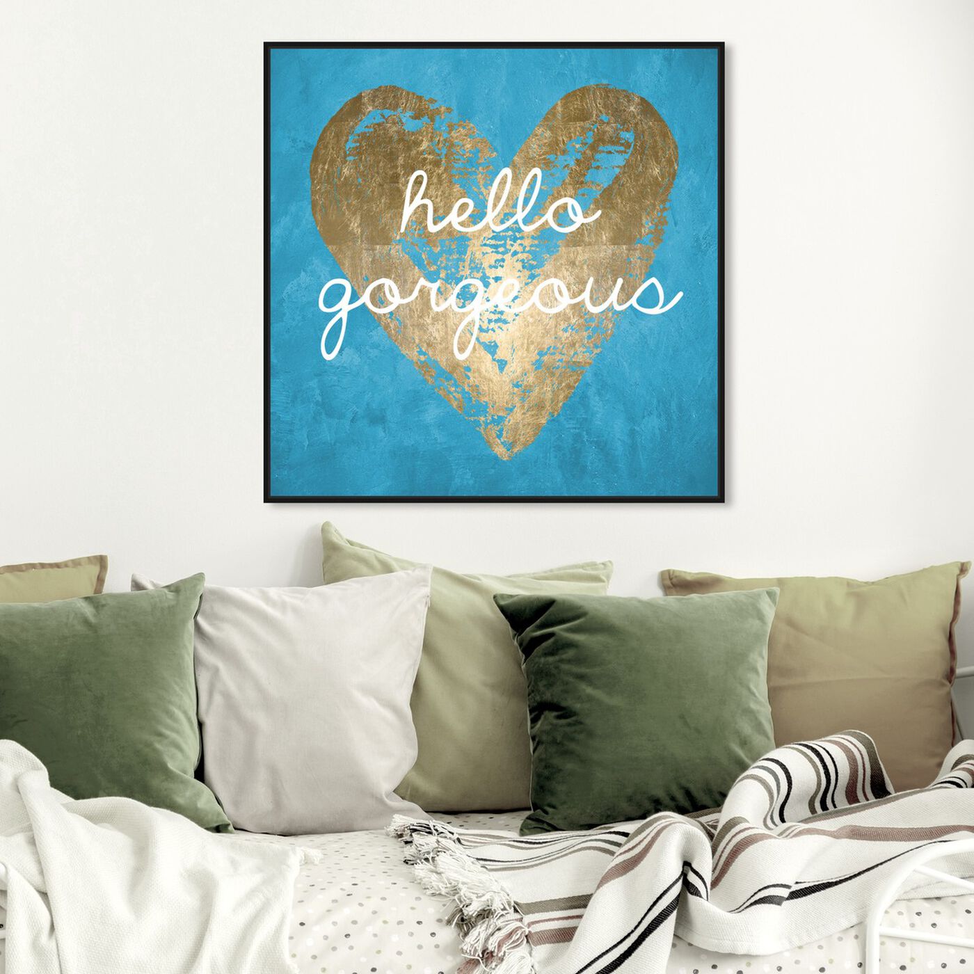 Hanging view of Gorgeous Salute Turquoise featuring fashion and glam and hearts art.