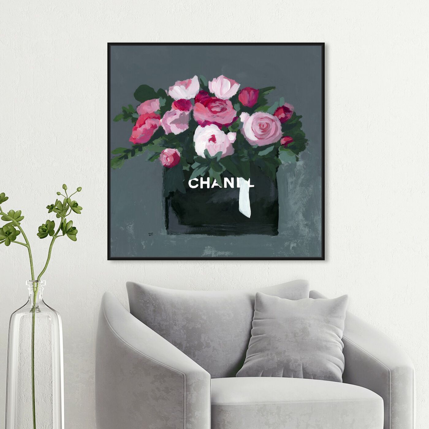 Hanging view of Pink Bouquet featuring fashion and glam and lifestyle art.
