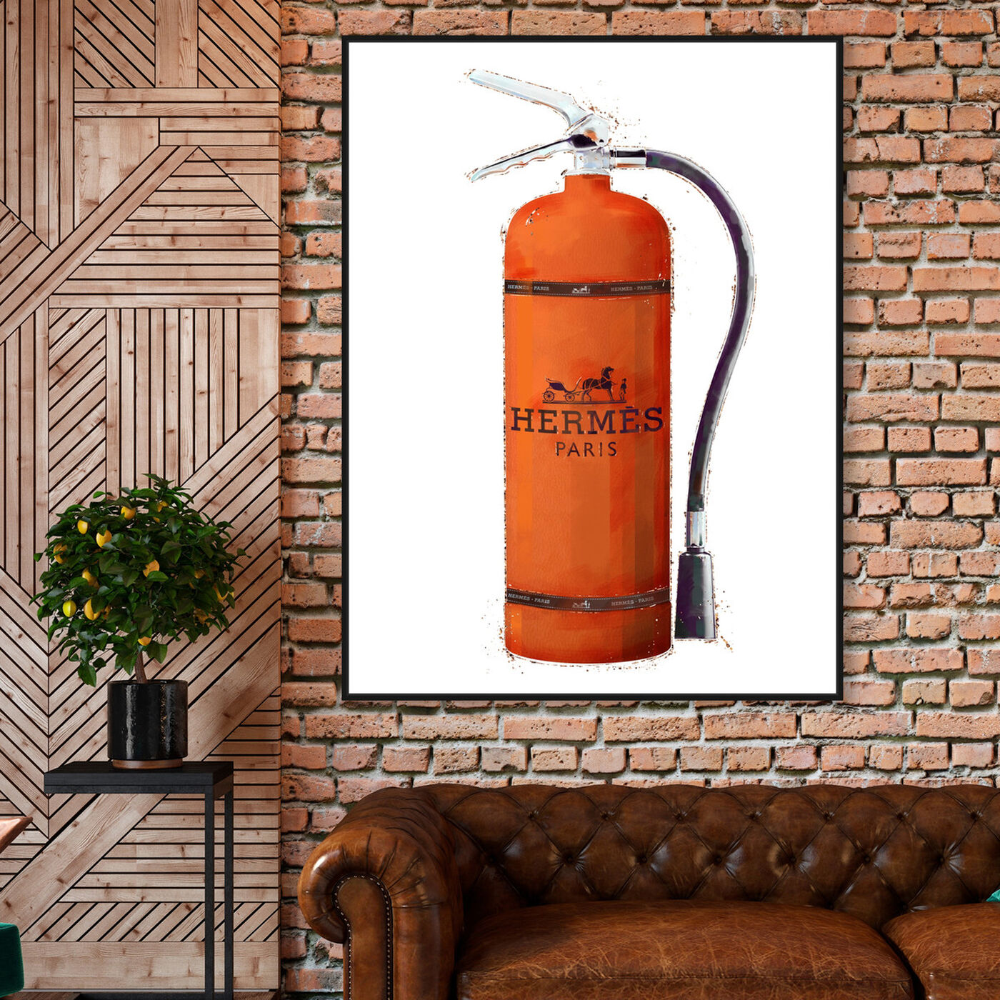 Hanging view of Orange Extinguisher featuring fashion and glam and lifestyle art.