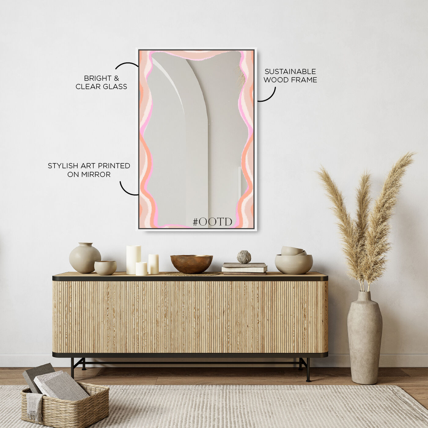 Squiggly Mirror - With Floater Frame
