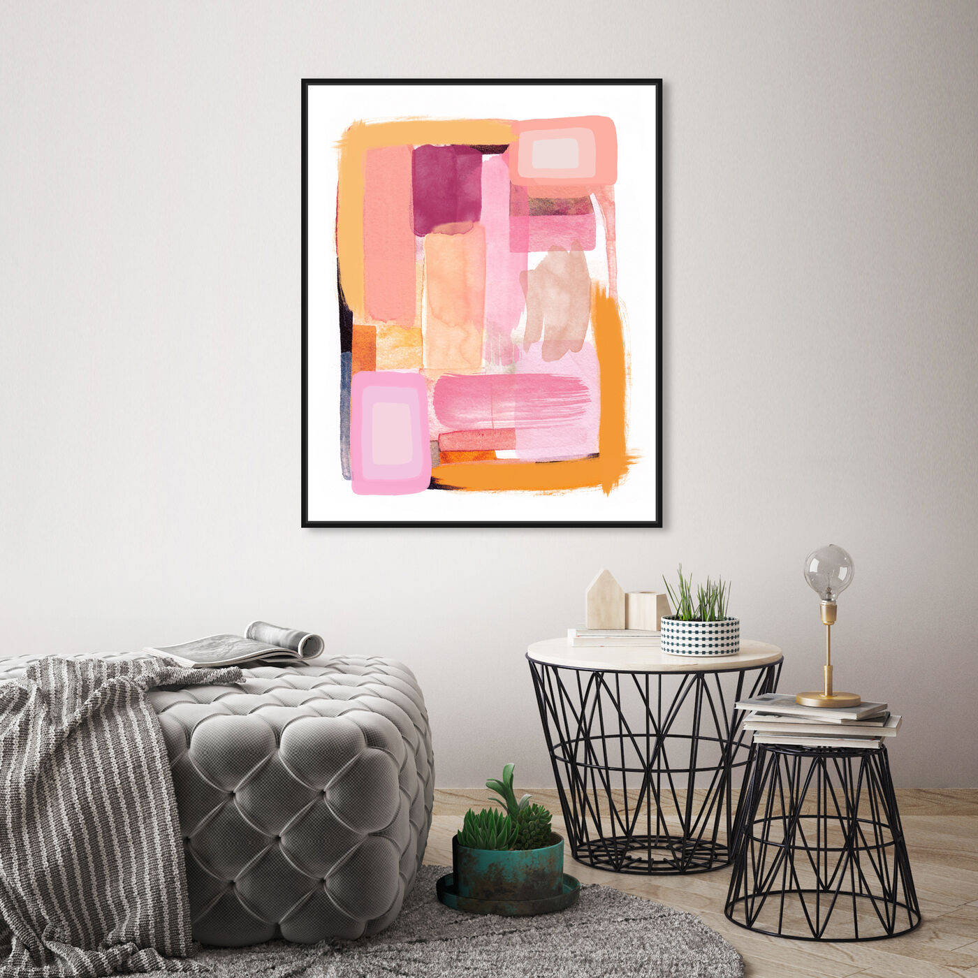 Hanging view of Colored Tones II featuring abstract and shapes art.