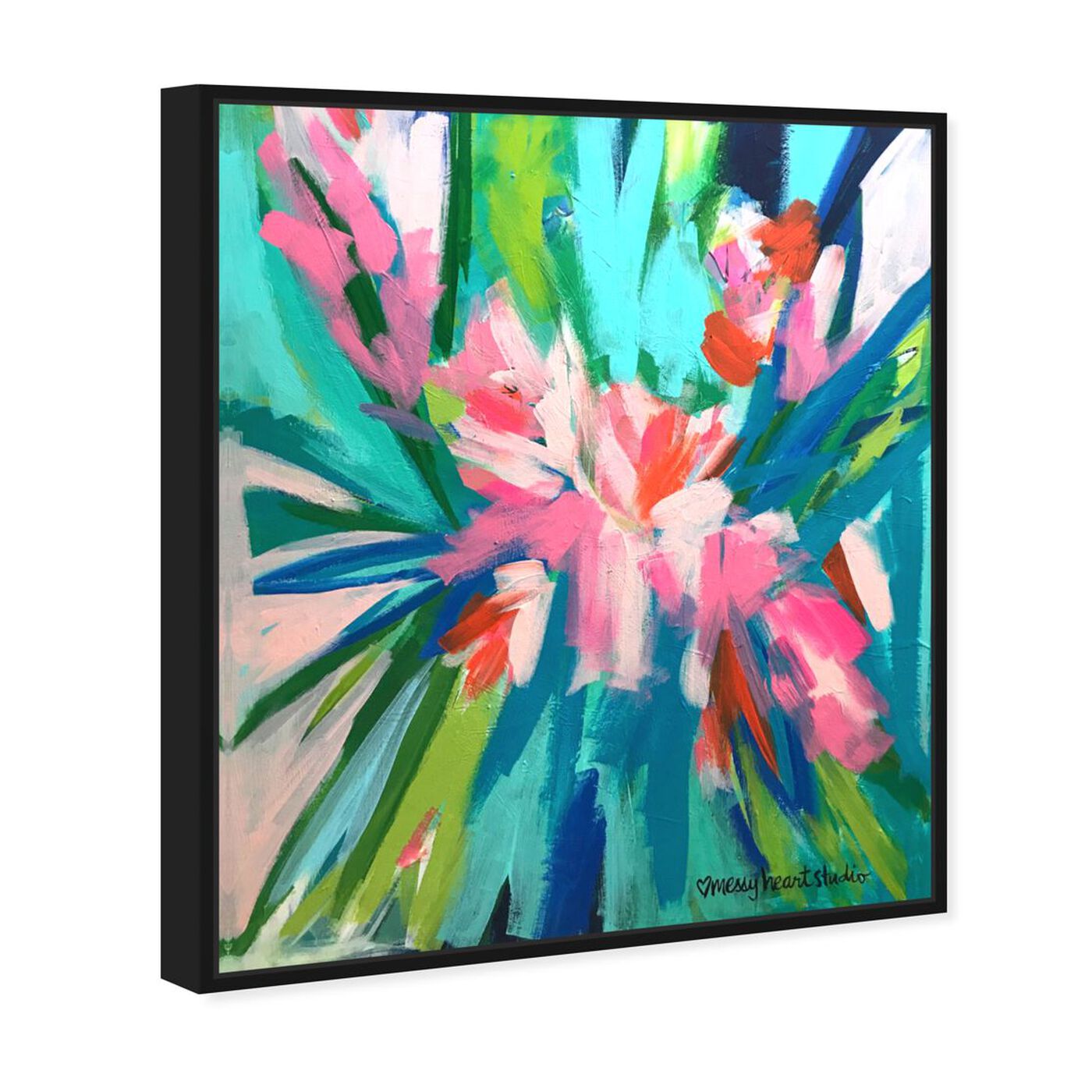 Angled view of Lourdes Wackes -Garden Party II featuring abstract and flowers art.