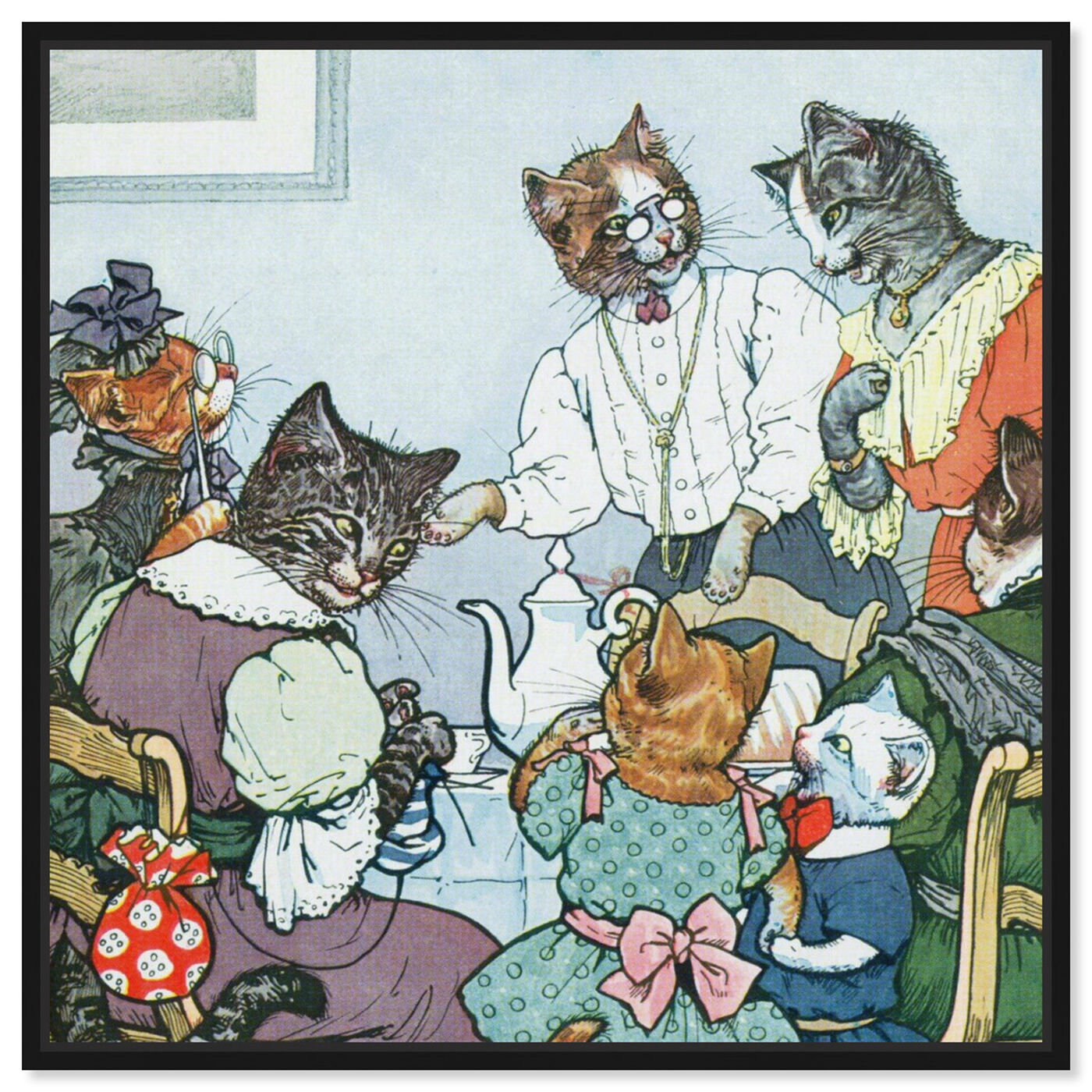 Front view of The Cat Family featuring animals and cats and kitties art.