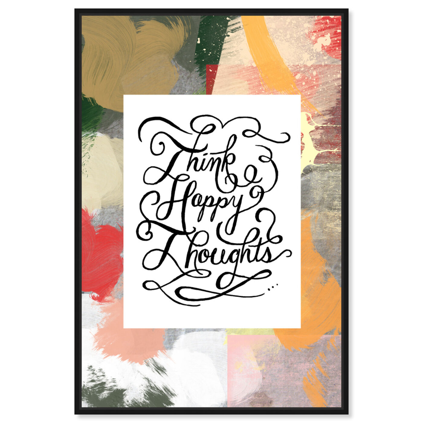 Front view of Happy Thoughts I featuring typography and quotes and inspirational quotes and sayings art.