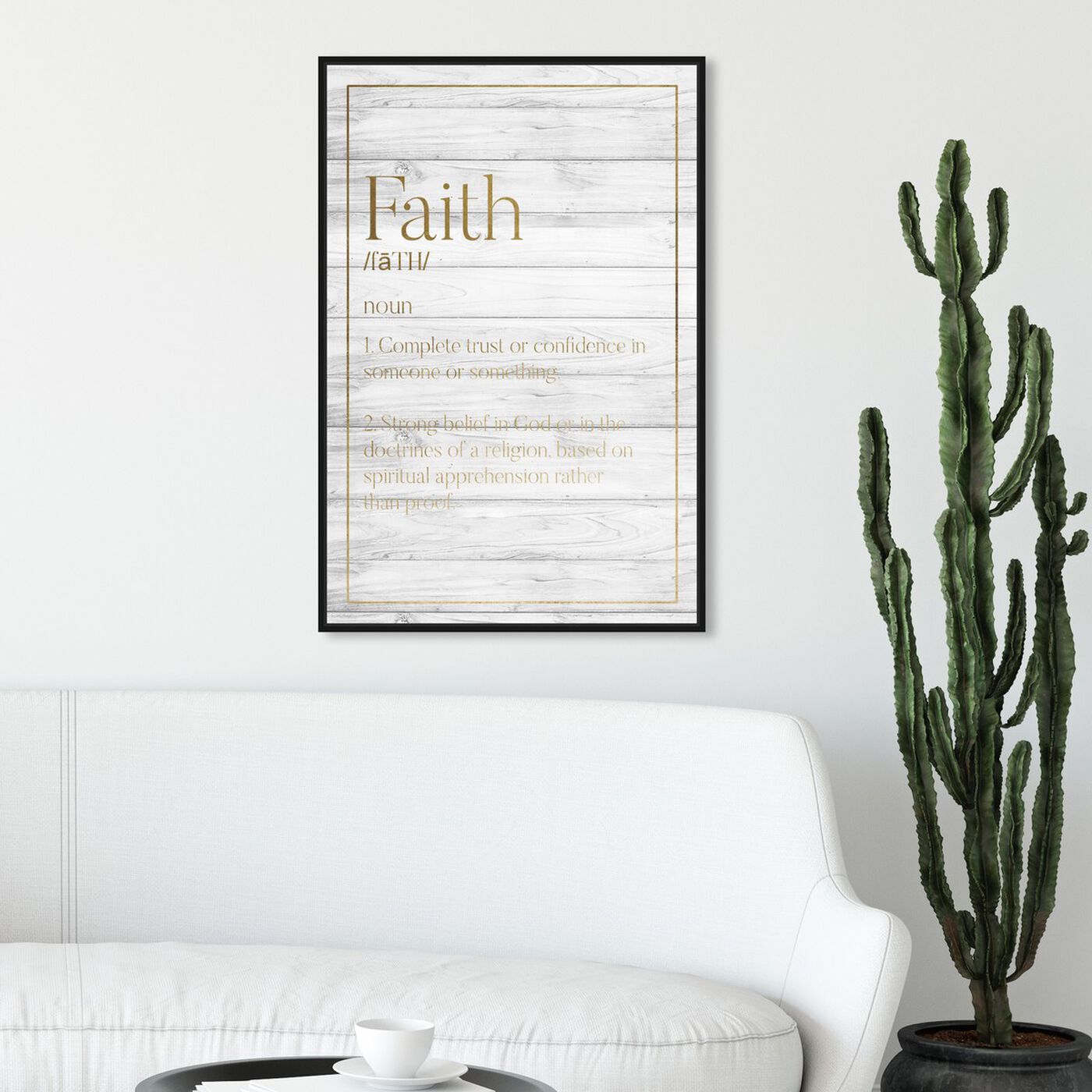 Hanging view of Faith Typography Wood featuring typography and quotes and inspirational quotes and sayings art.