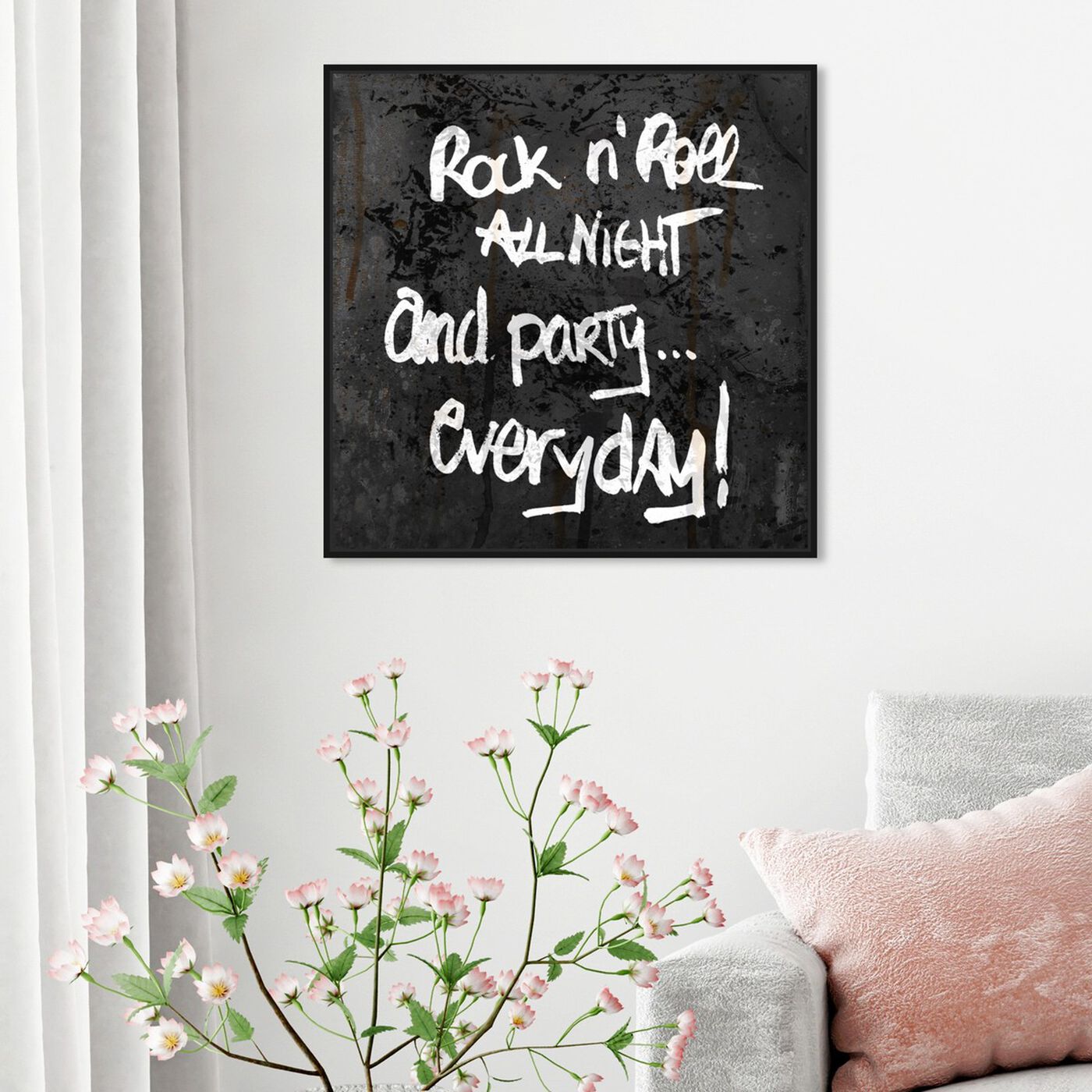 Hanging view of All Night featuring typography and quotes and quotes and sayings art.