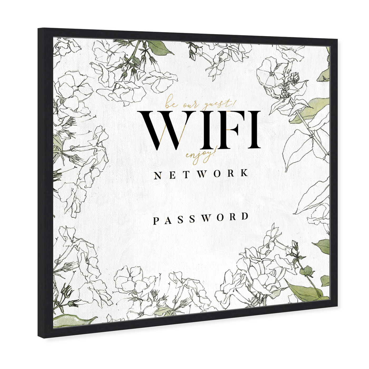 Angled view of Wifi Password Floral Sketches featuring education and office and whiteboards art.